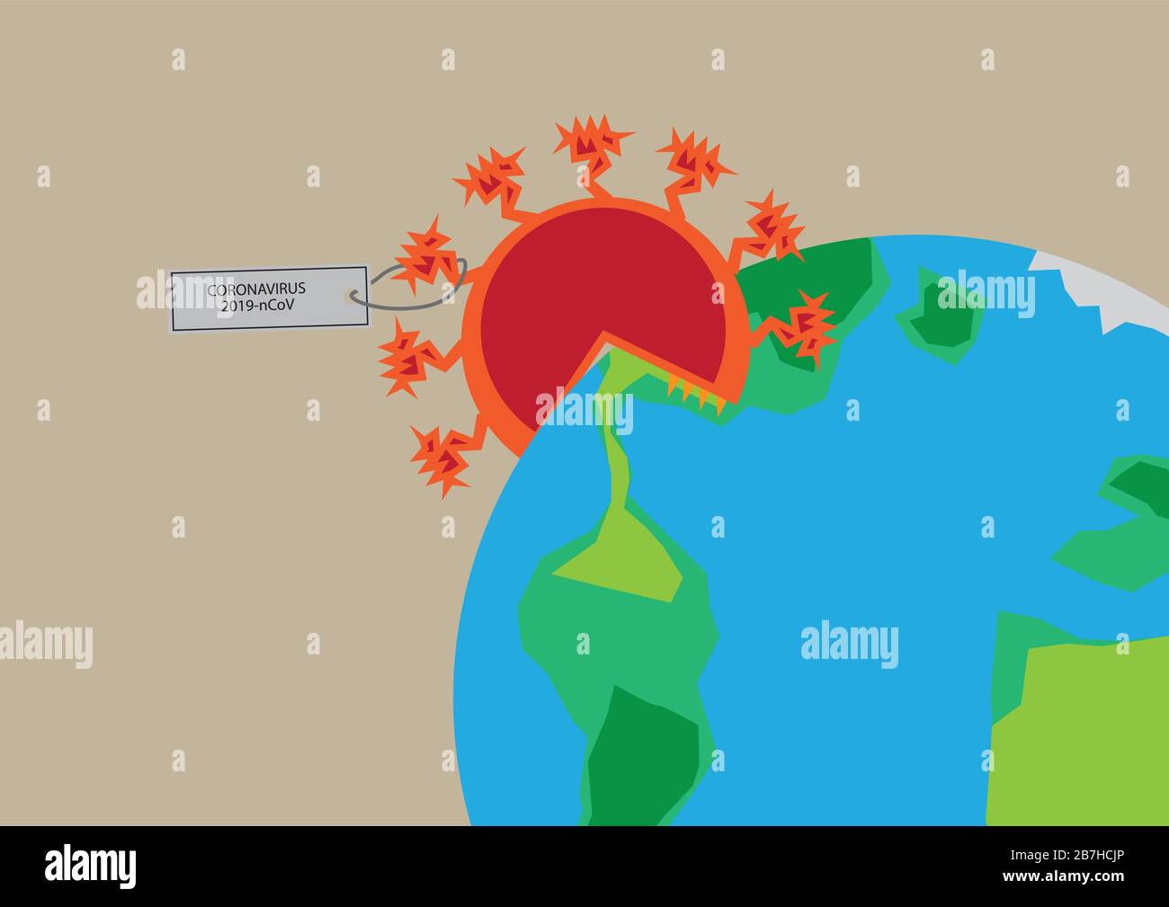 La propagation du coronavirus sur la planète. Un virus dangereux dévie la planète. Illustration de Vecteur