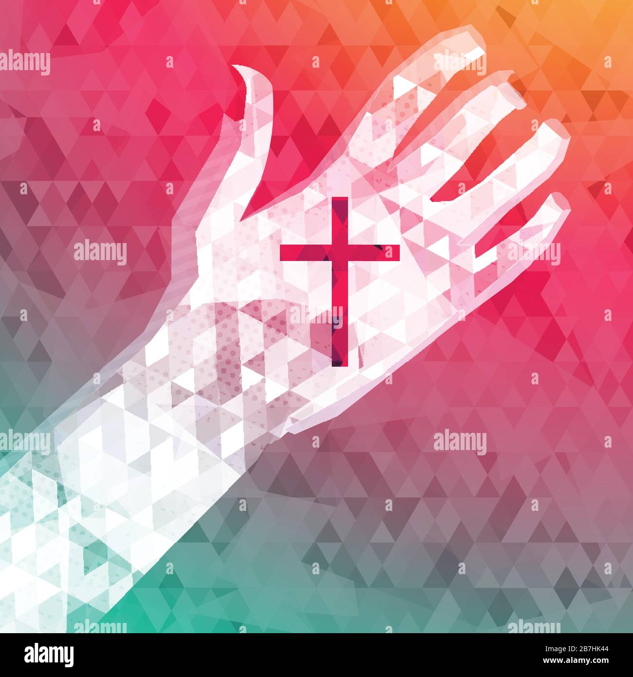 arrière-plan abstrait de la main gauche avec la croix chrétienne Illustration de Vecteur