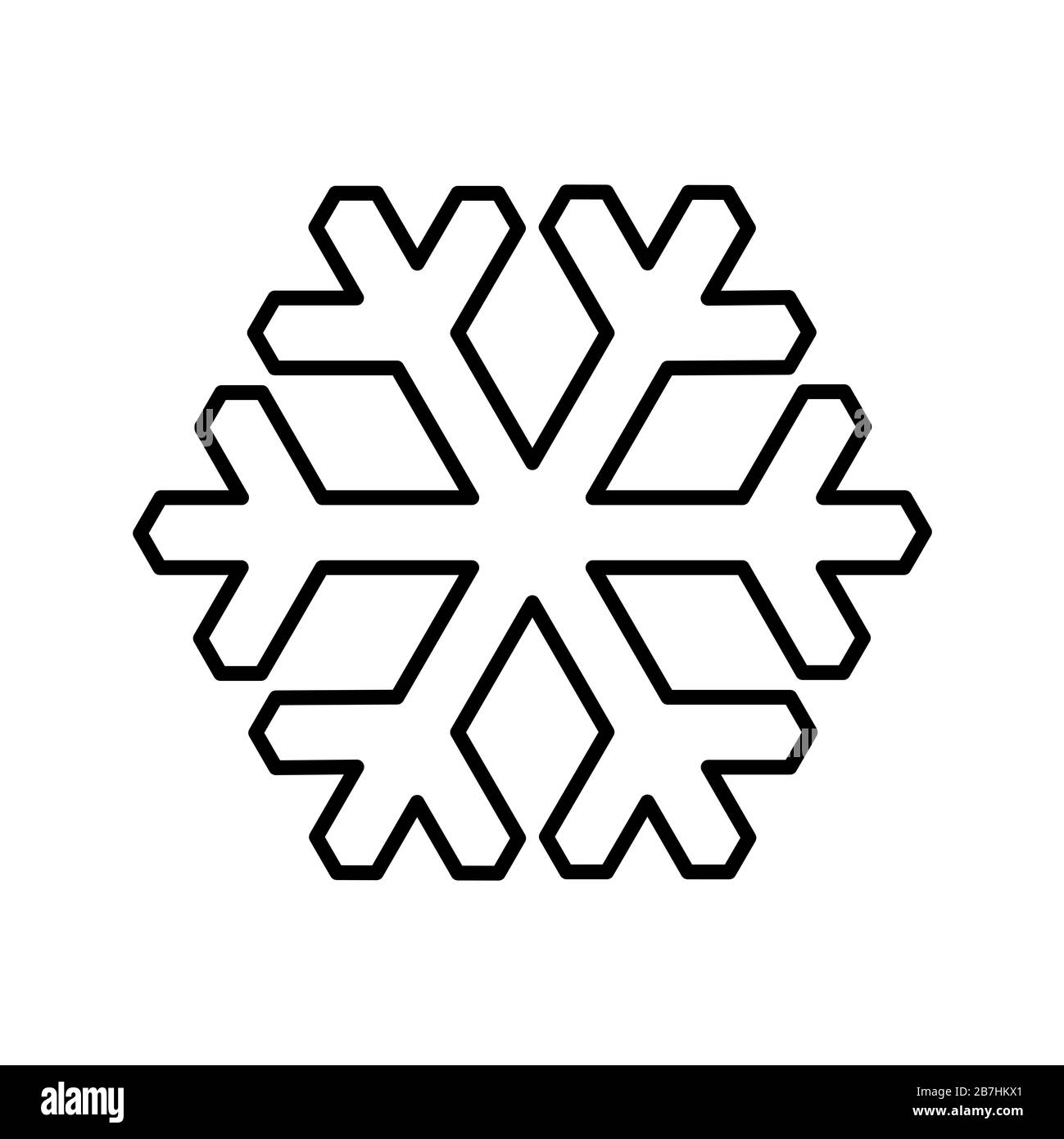 Illustration vectorielle d'icône de ligne flocon de neige isolée sur fond blanc. À utiliser pour Noël, Décoration, carte de vœux, etc. Banque D'Images