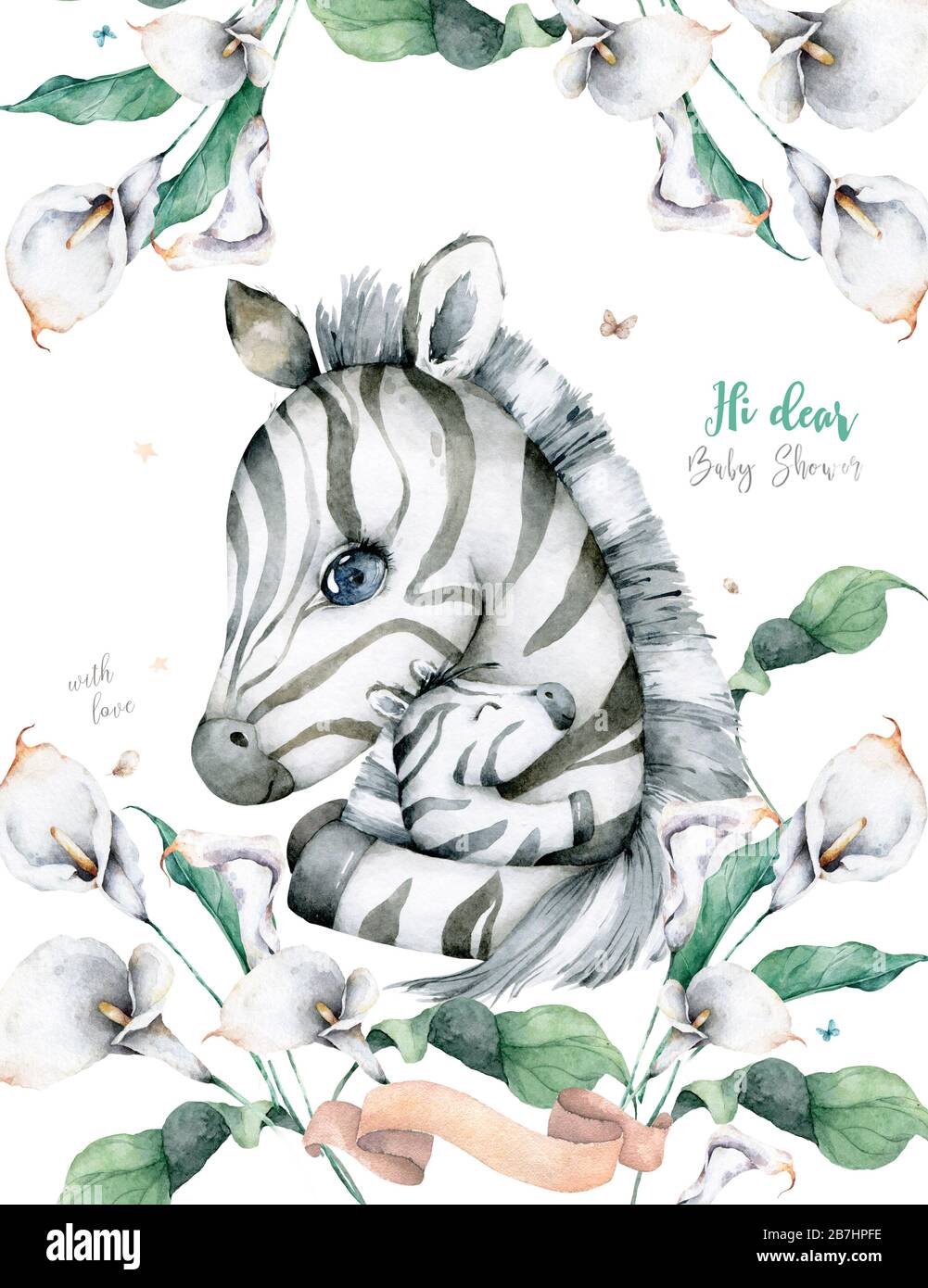 Mignons Animaux De Zebre D Ete Tropicaux Isoles Et Dessines A La Main Bebe Zebre Et Mere Dessins D Animaux De Dessin Anime Arbre De Jungle Photo Stock Alamy