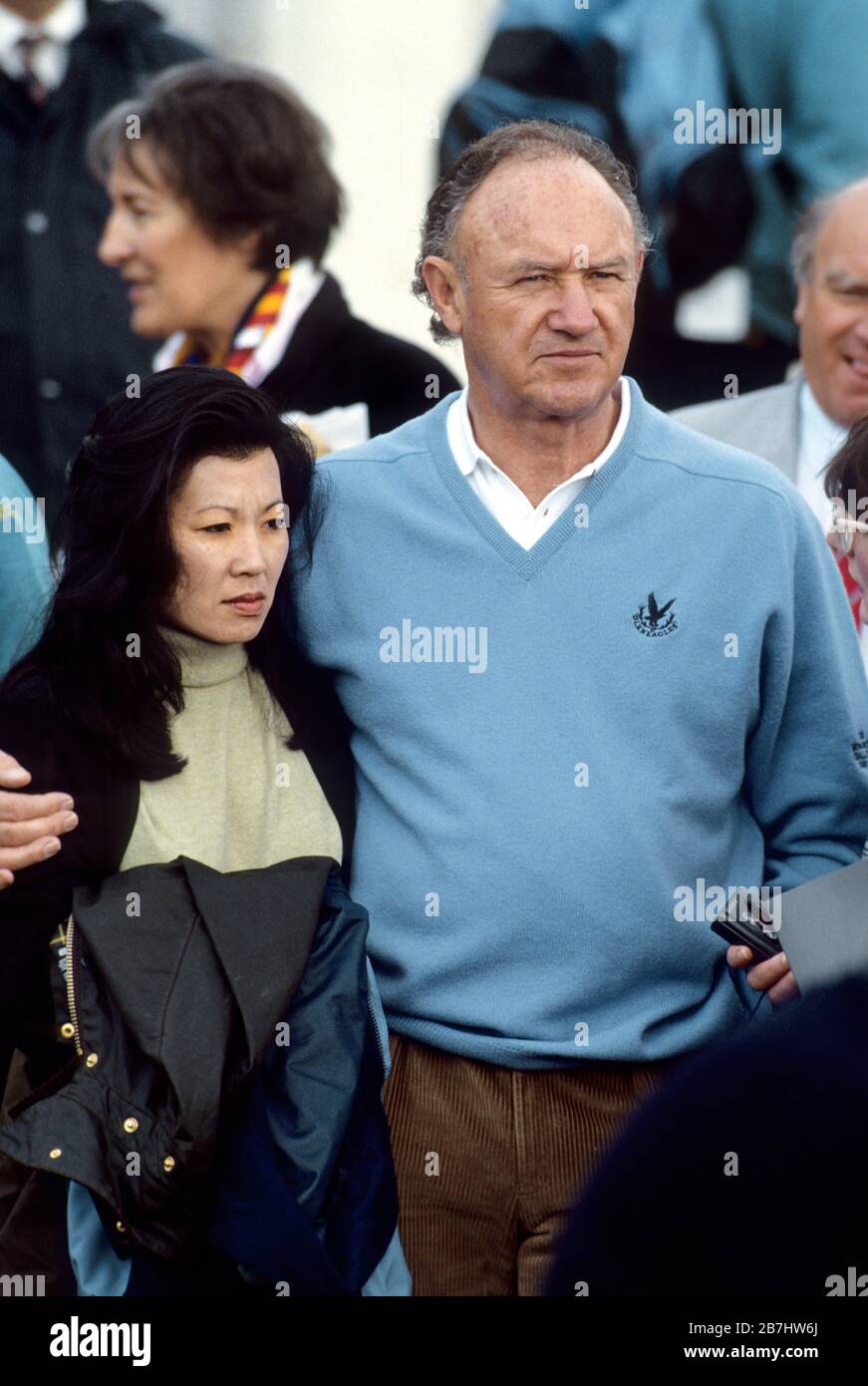 Acteur Gene Hackman et épouse Betsy Arakawa lors d'un tournoi de golf