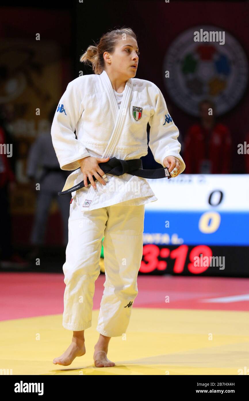 Paris, France - 08 février 2020: Odette Giuffrida pour l'Italie contre Larissa Pimenta pour le Brésil, femmes - 52 kg, trimestre-final (crédit: Mickael Chavet) Banque D'Images