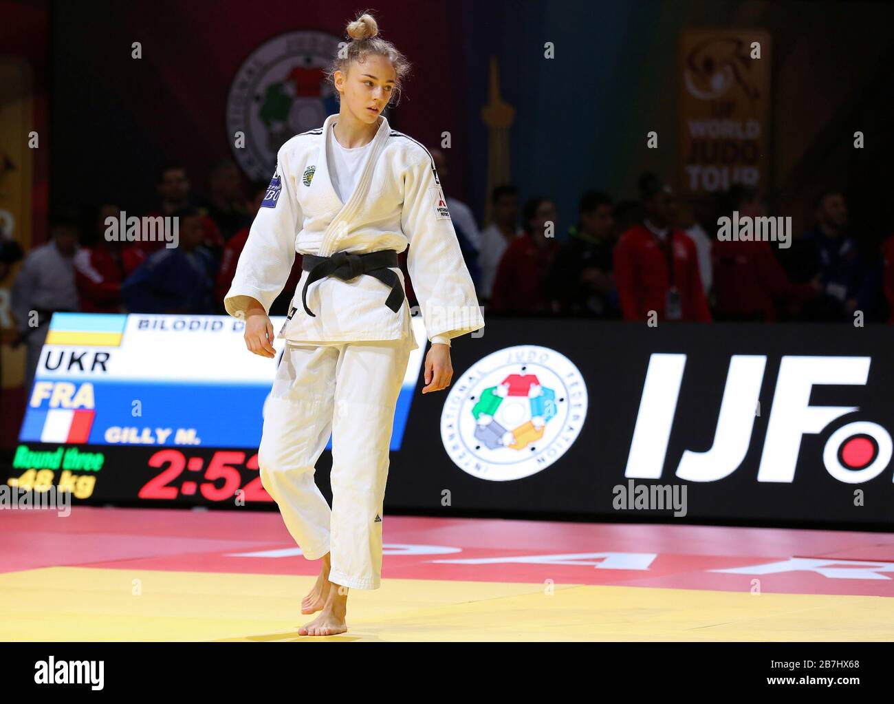 Paris, France - 08 février 2020 : régnant sur la championne du monde Daria Bilodid pour l'Ukraine (crédit: Mickael Chavet) Banque D'Images