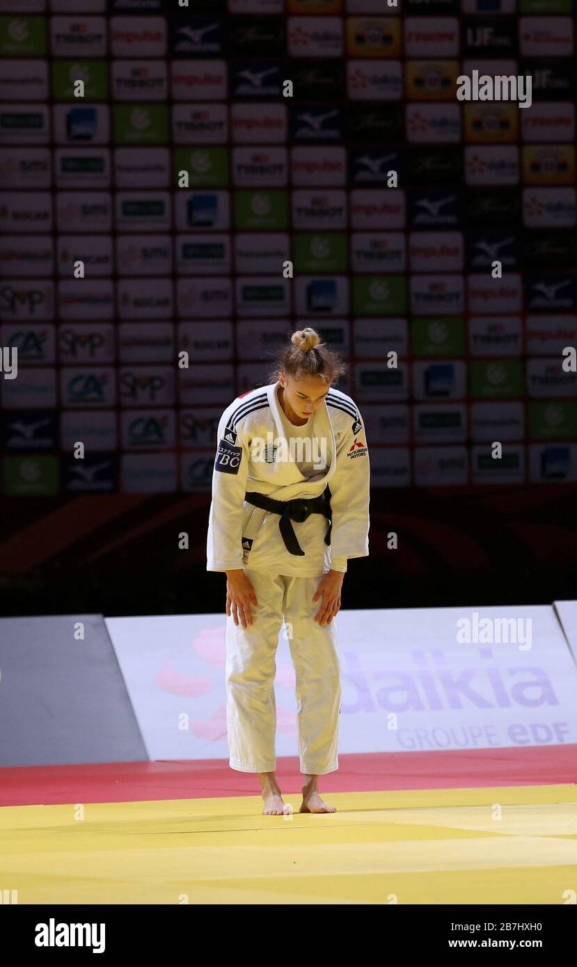 Paris, France - 8 février 2020: Daria Bilodid pour l'Ukraine contre Kang pour la Corée, femmes -48 kg, trimestre-final (crédit: Mickael Chavet) Banque D'Images
