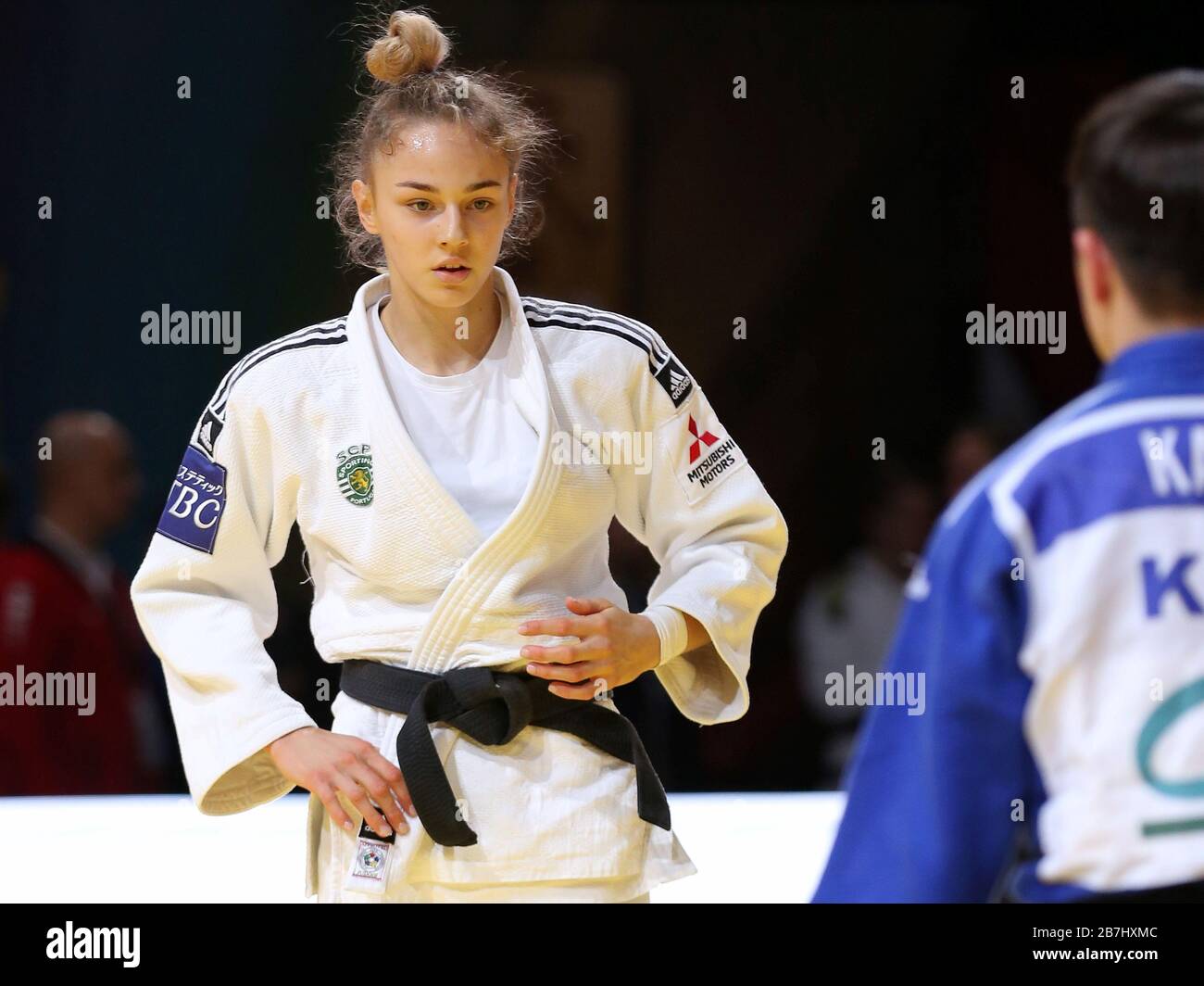 Paris, France - 8 février 2020: Daria Bilodid pour l'Ukraine contre Kang pour la Corée, femmes -48 kg, trimestre-final (crédit: Mickael Chavet) Banque D'Images