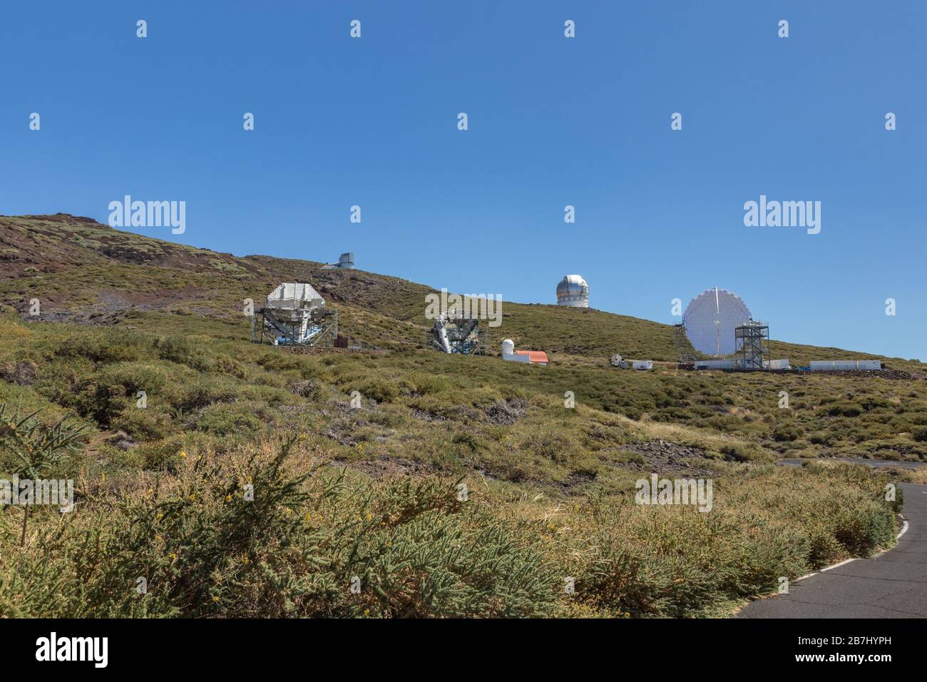 L'Observatoire Roque de los Muchachos est un observatoire astronomique situé sur l'île de la Palma, dans les îles Canaries. Observatoire de Caldera de T Banque D'Images