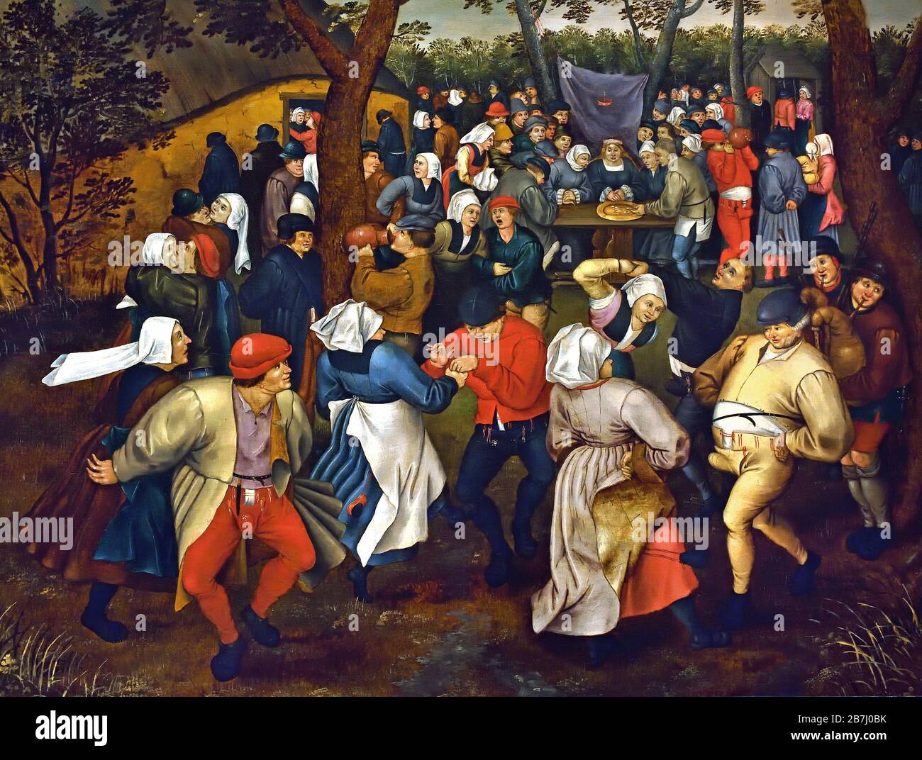 La danse de mariage en plein air par Pieter Brueghel le Jeune 1564-1637, la famille Brueghel ( Bruegel ou Breughel ), peintres flamands du XVIe au XVIIe siècle, belge, Belgique. Banque D'Images
