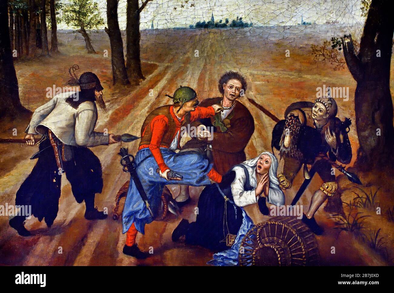 Couple paysan attaqué par Robbers 1570-1577 par Marten van Couve 1527-1581, peintres flamands du XVIe au XVIIe siècle, belge, Belgique. Banque D'Images