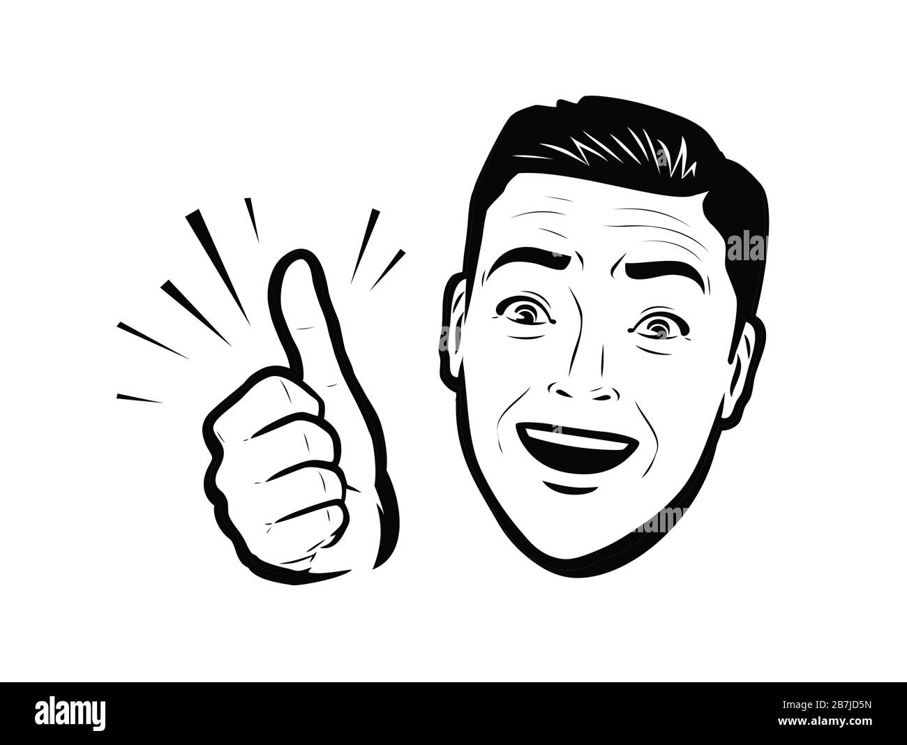 L'homme montre le pouce vers le haut. Illustration vectorielle d'art pop rétro Illustration de Vecteur