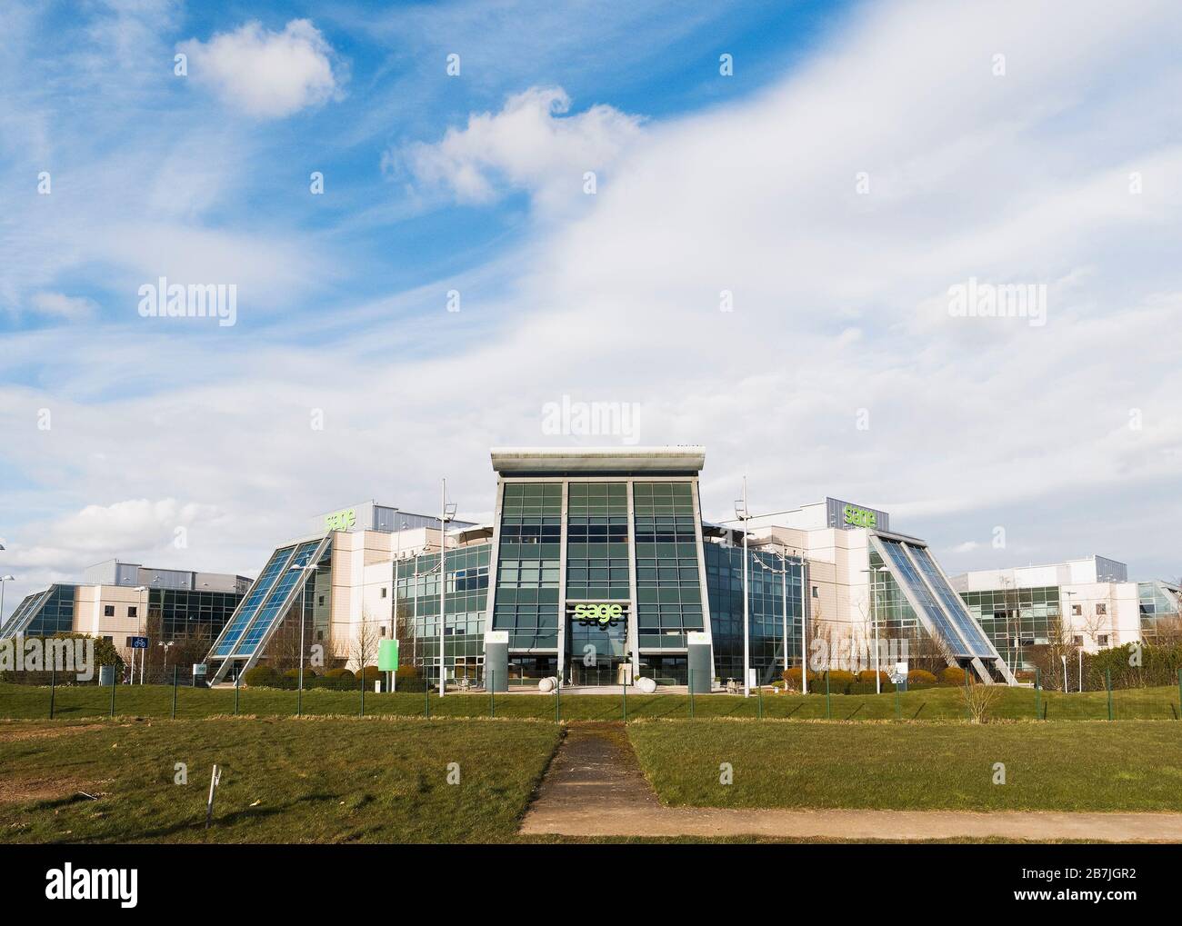 Sage, développeurs de logiciels de logiciels de planification de ressources d'entreprise, siège social à Great Park, Newcastle upon Tyne, Royaume-Uni. Il est prévu de déplacer vers Banque D'Images