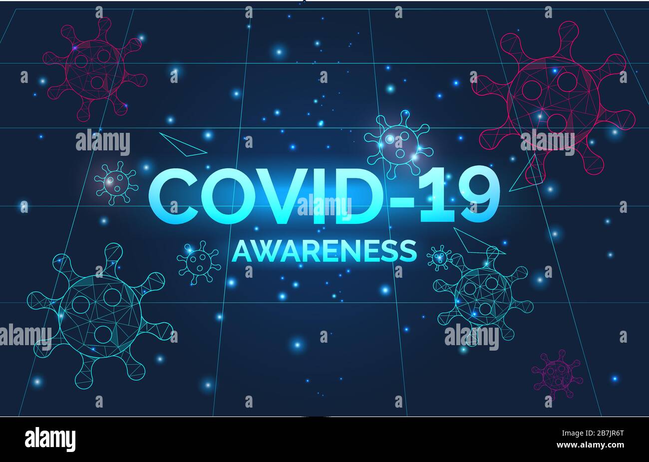 Bannière de sensibilisation aux maladies du coronavirus, prévention des infections dangereuses COVID-19, avertissement, illustration vectorielle Illustration de Vecteur
