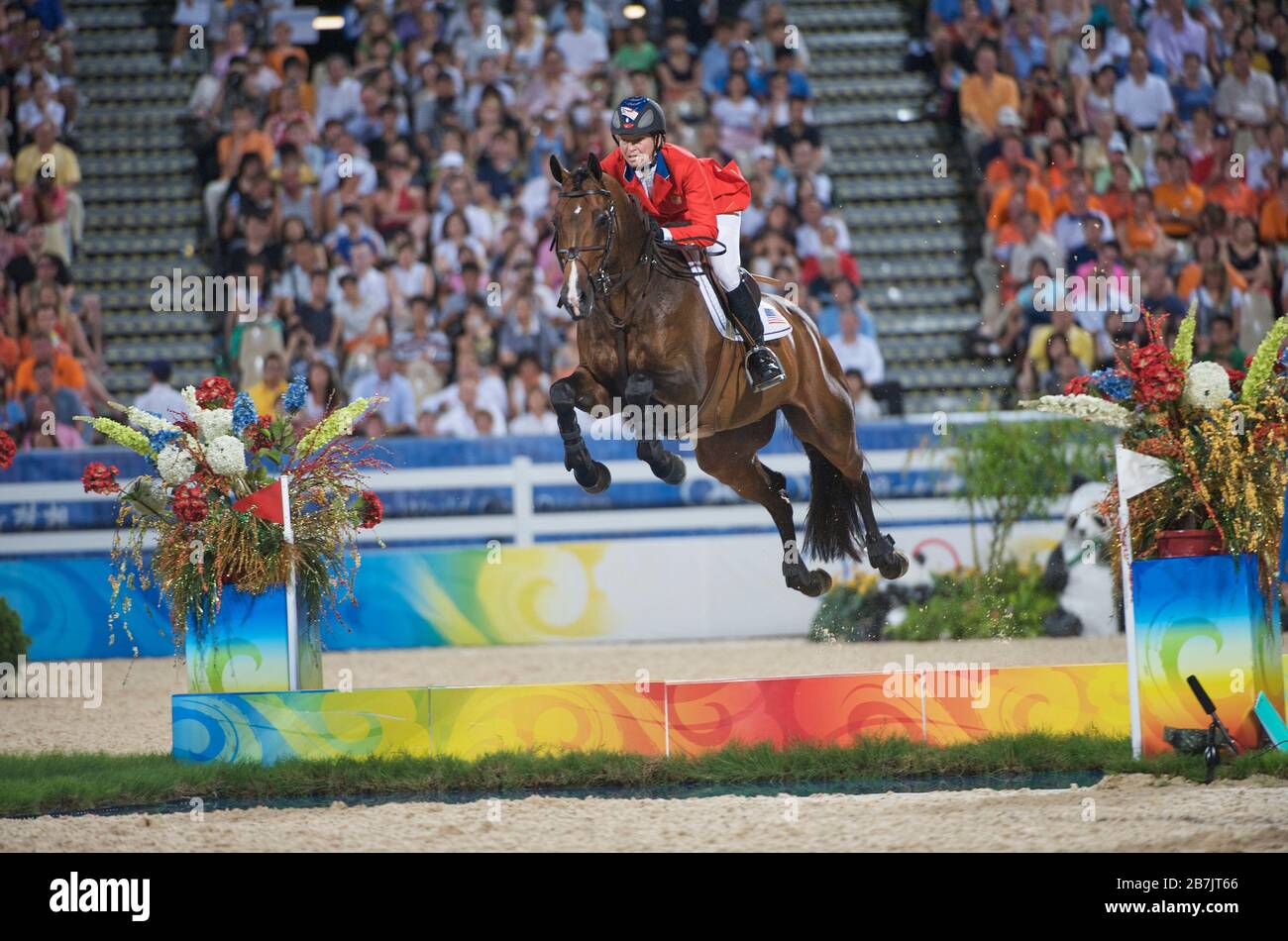 Jeux olympiques 2008 de Beijing, Hong Kong (Jeux) août 2008, Beezie Madden (USA) équitation, saut authentique de l'équipe finale Banque D'Images