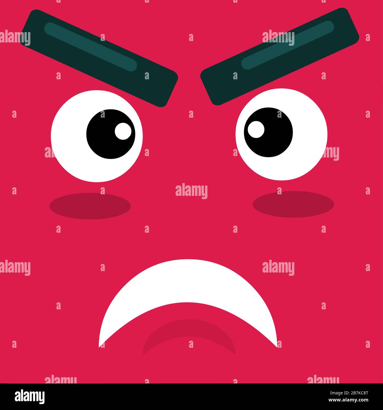 illustration vectorielle d'expression de colère de dessin animé carré rouge Illustration de Vecteur