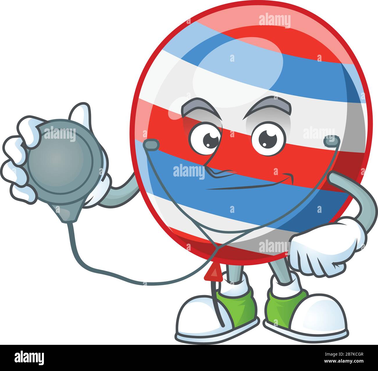 Un personnage de dessin animé de jour d'indépendance ballon docteur en utilisant des outils Illustration de Vecteur