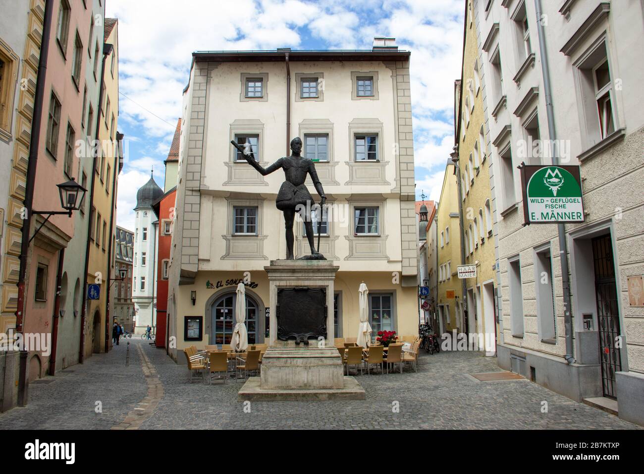 Regensburg - statue de Don Juan d'Autriche Banque D'Images