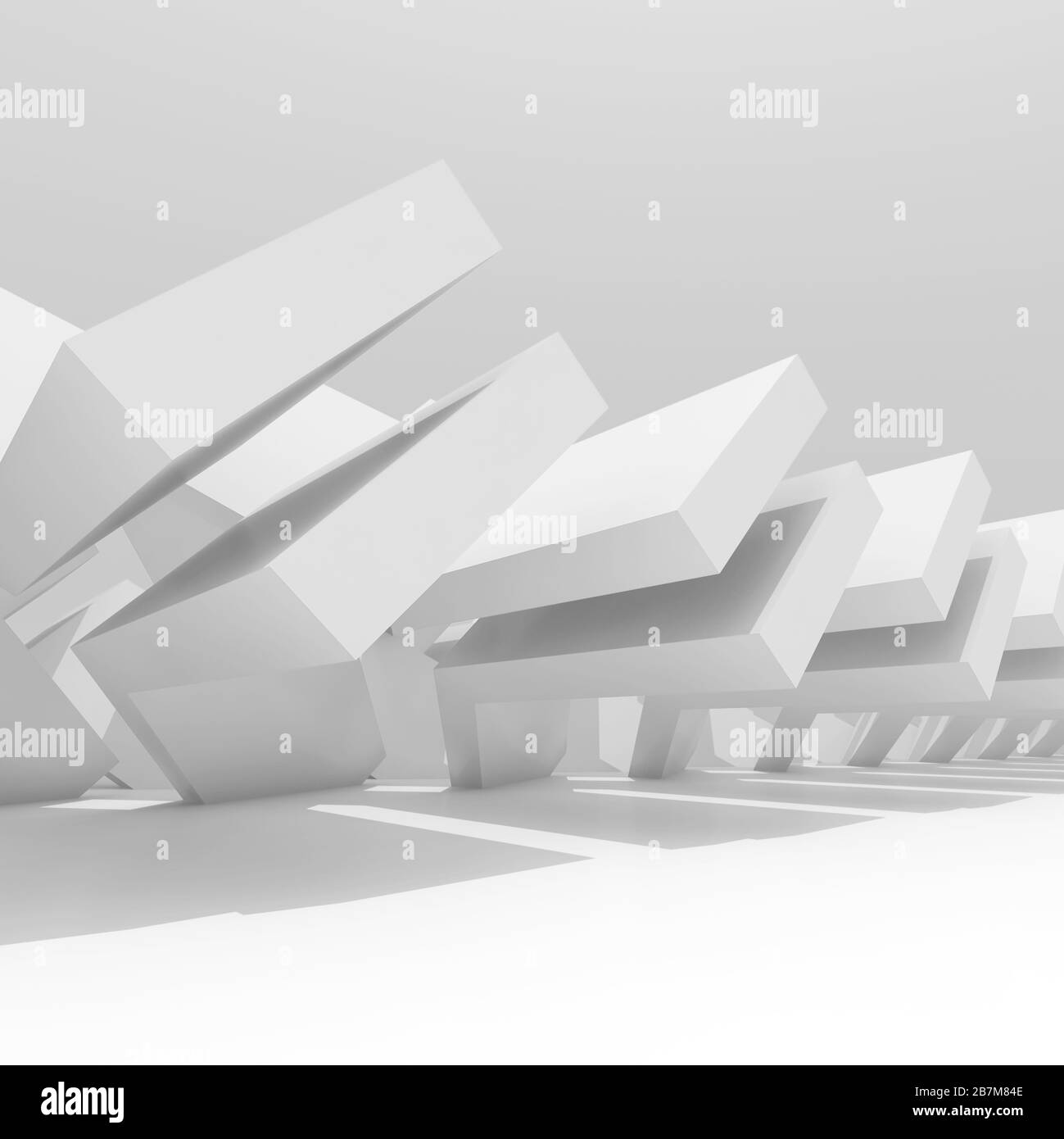 Installation paramétrique blanche courte sur fond gris clair. illustration du rendu 3d Banque D'Images