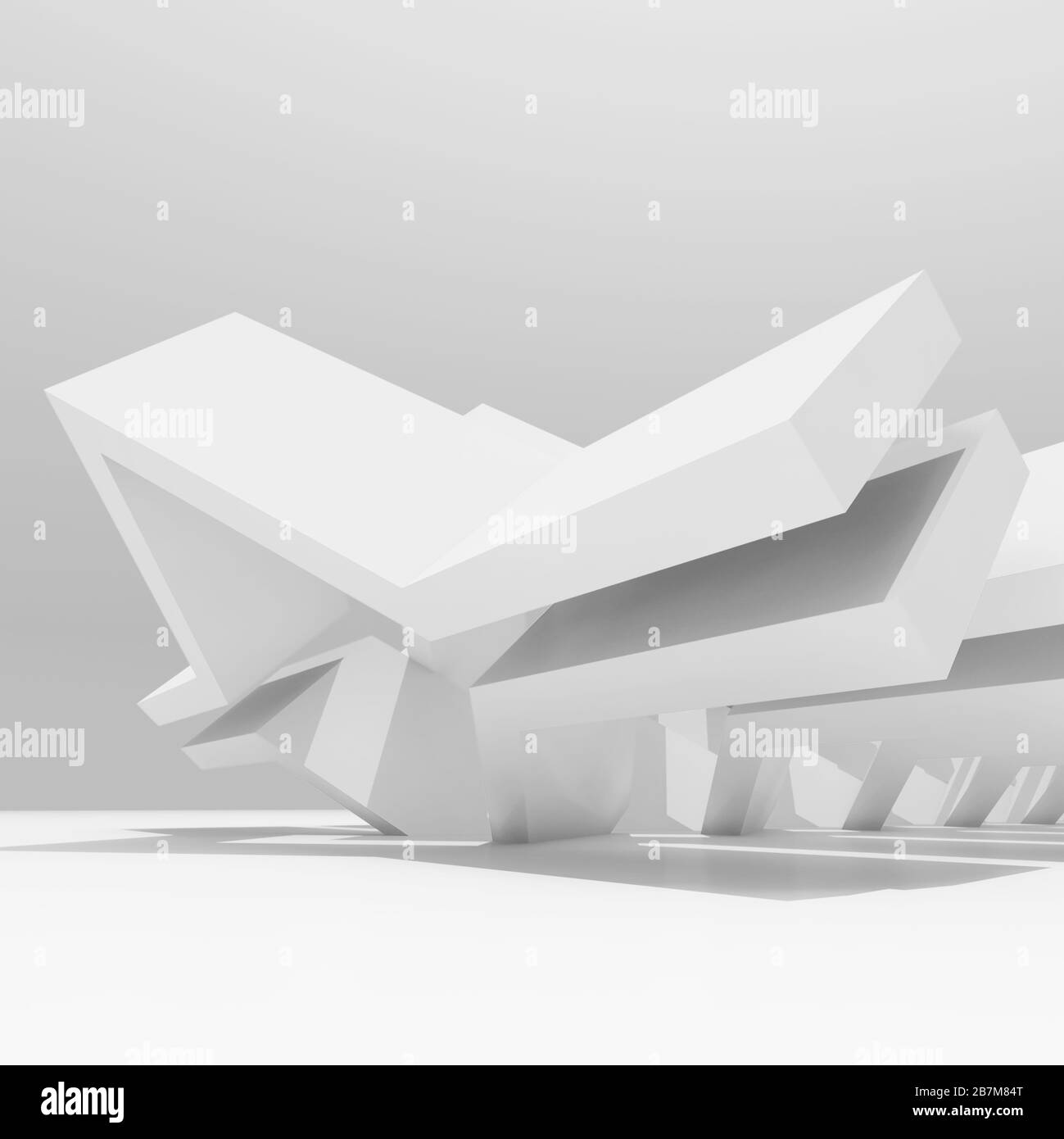 Arrière-plan abstrait, installation paramétrique blanche minimale. illustration du rendu 3d Banque D'Images