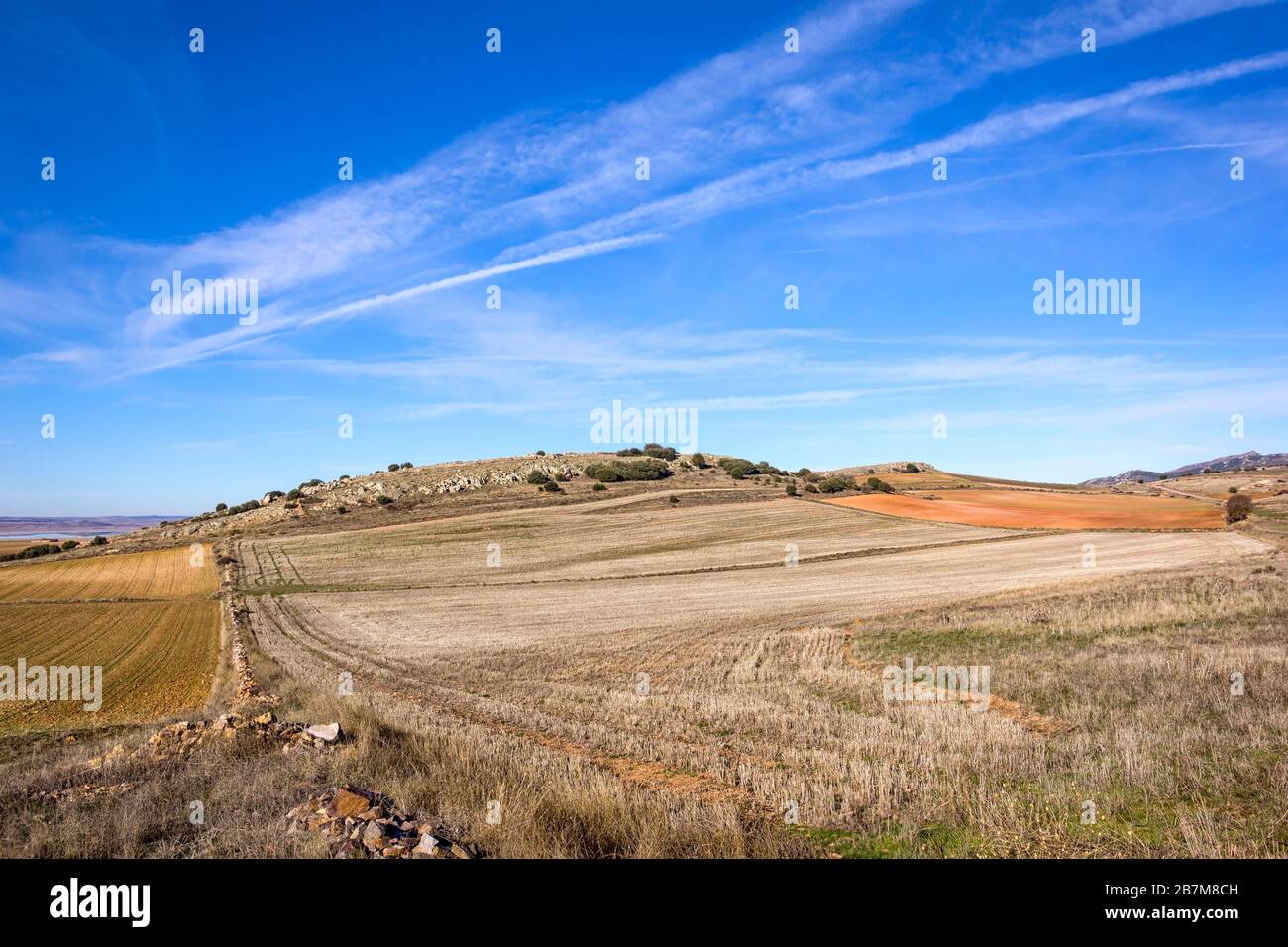 Vue sur le beau paysage autour du lac Gallocanta, en espagnol c'est Laguna de Gallocanta. C'est un lac endorheique situé juste au sud de G Banque D'Images