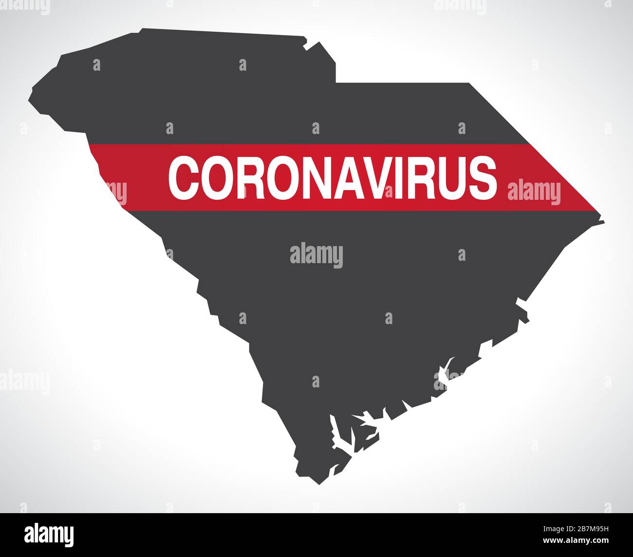 Caroline du Sud États-Unis carte de l'état fédéral avec illustration d'avertissement de Coronavirus Illustration de Vecteur