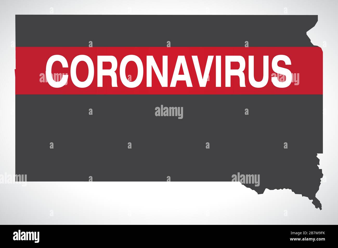 Carte de l'état fédéral du Dakota du Sud des États-Unis avec illustration d'avertissement de Coronavirus Illustration de Vecteur