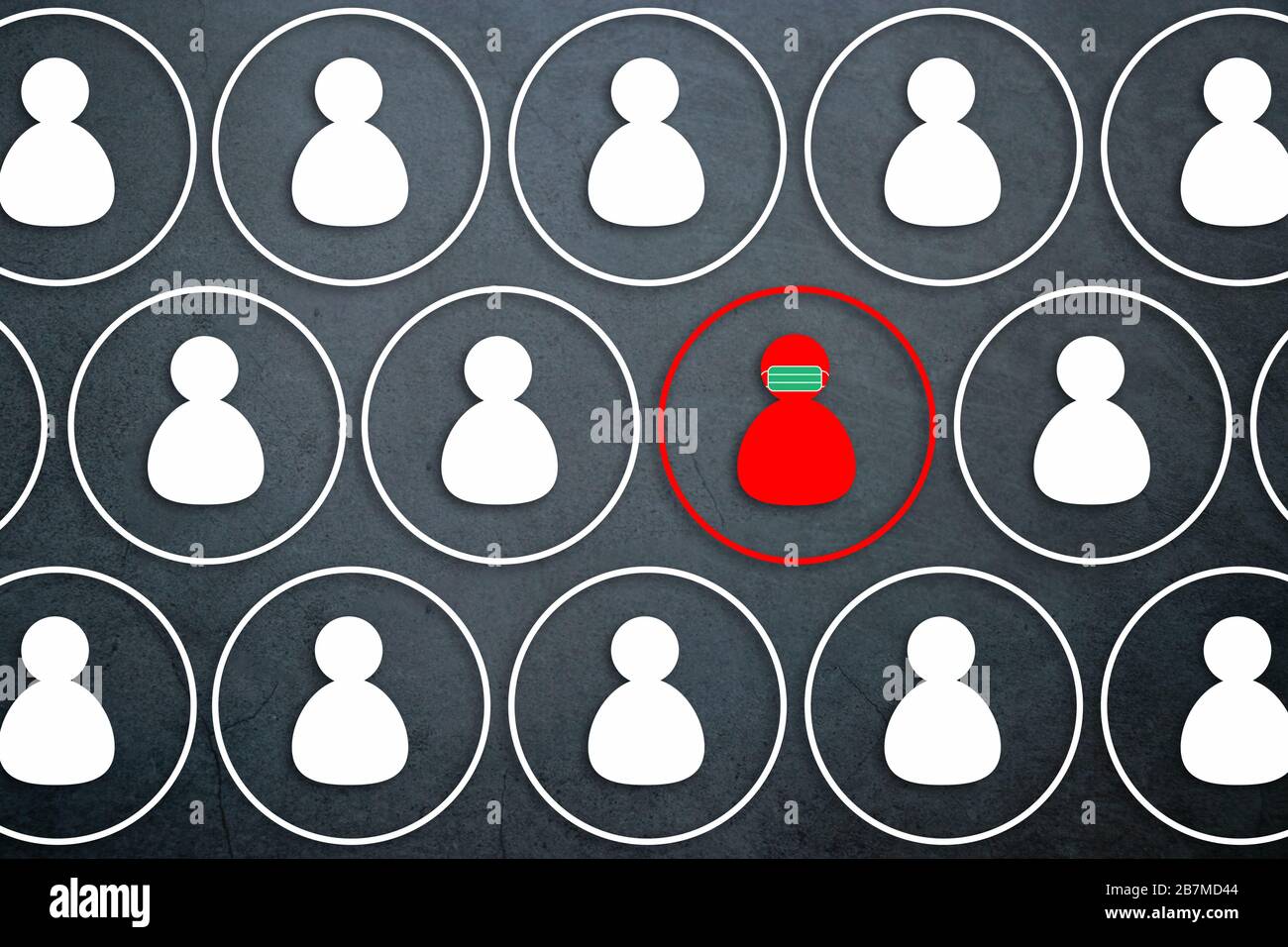 Concept de distance sociale. La distanciation sociale augmente délibérément l'espace physique entre les personnes pour éviter de répandre la maladie pendant la transmission Banque D'Images