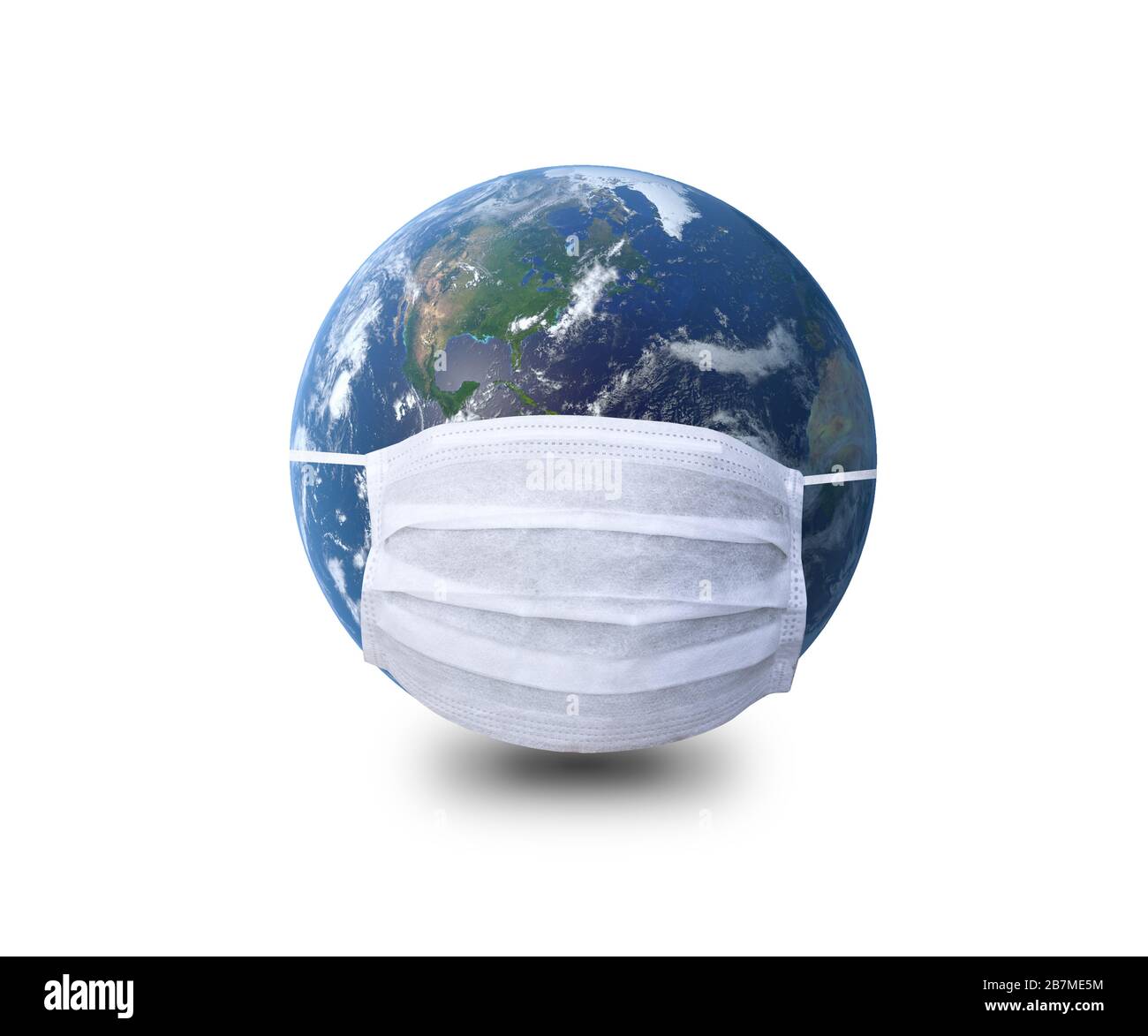 Illustration tridimensionnelle du port d'un masque de protection contre le virus Corona. Concept de danger mondial. Éléments de cette image fournie par le rendu   de la NASA Banque D'Images