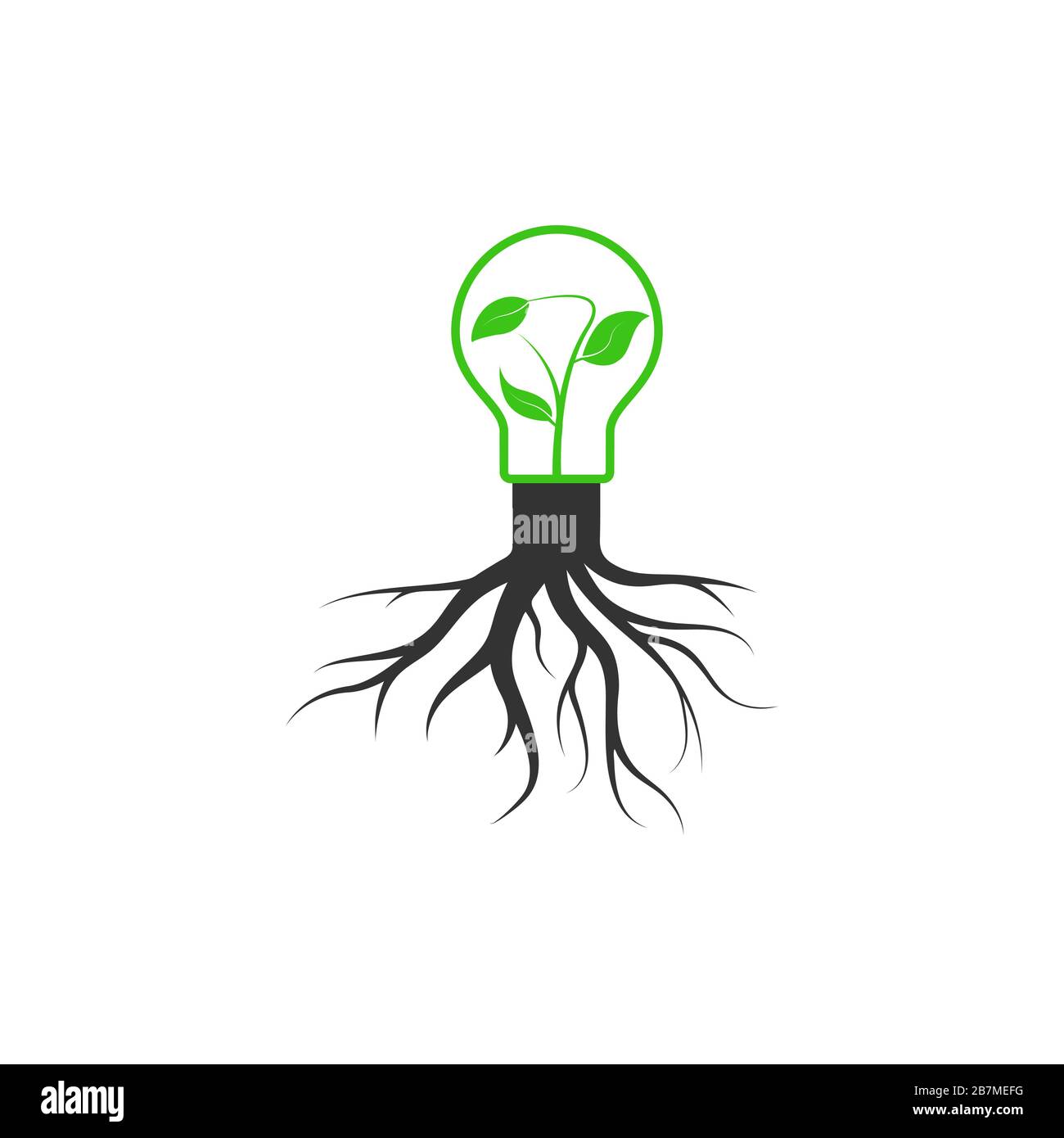 Icône vectorielle simple de thèmes environnementaux. A light bul b wit h a lea f sprout Grow s fro m a tre e stump. Illustration stoc k, design simple. Illustration de Vecteur