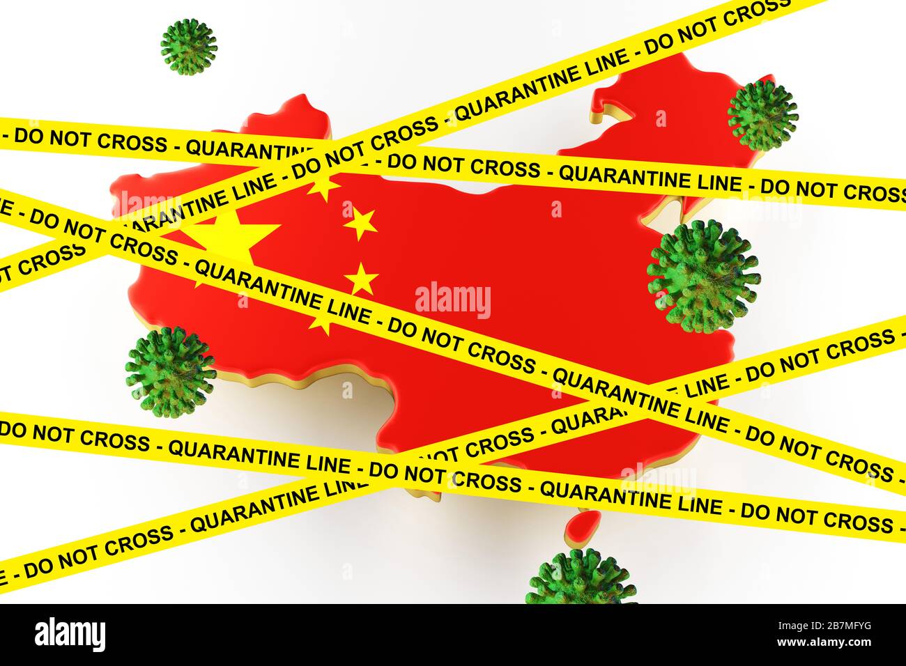 Vue microscopique du Coronavirus, un pathogène qui attaque les voies respiratoires. Analyse et test, expérimentation. Maladie infectieuse. Carte du monde avec la Chine. rendu tridimensionnel Banque D'Images