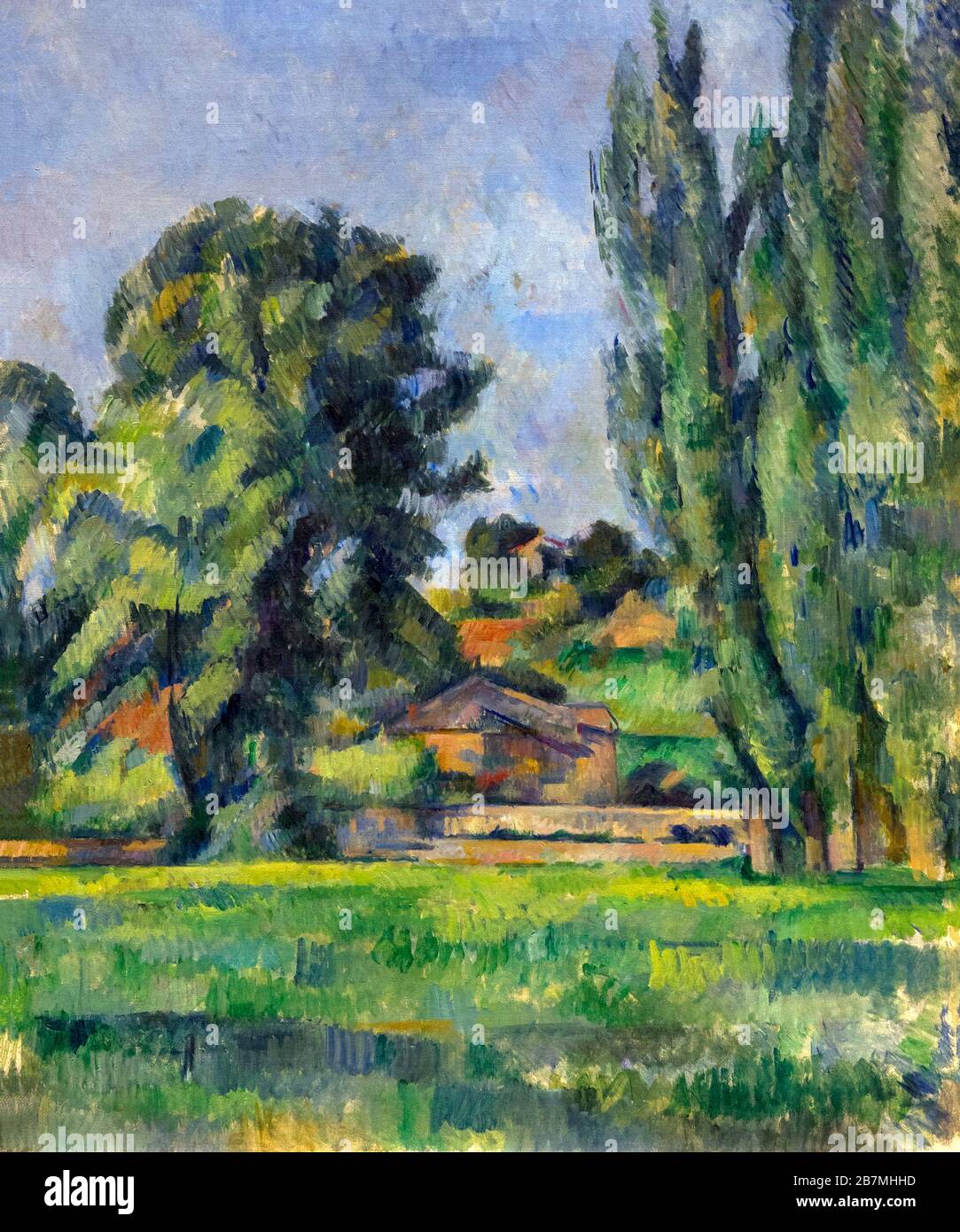 Paysage avec des poplars, Paul Cezanne, vers 1885, Banque D'Images