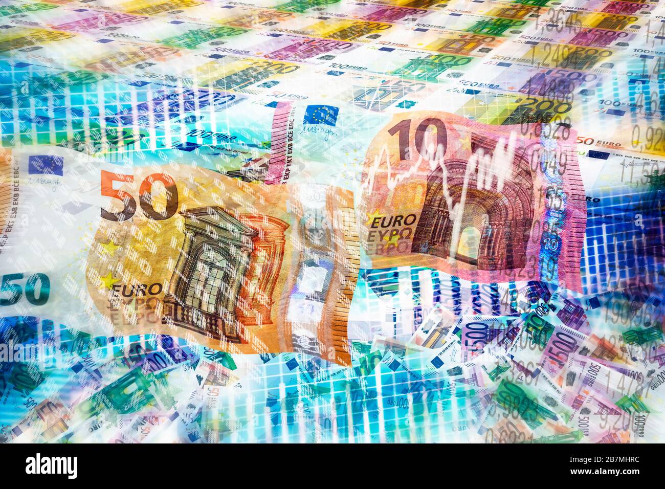 Euronotes et graphiques, graphiques et tableaux Banque D'Images