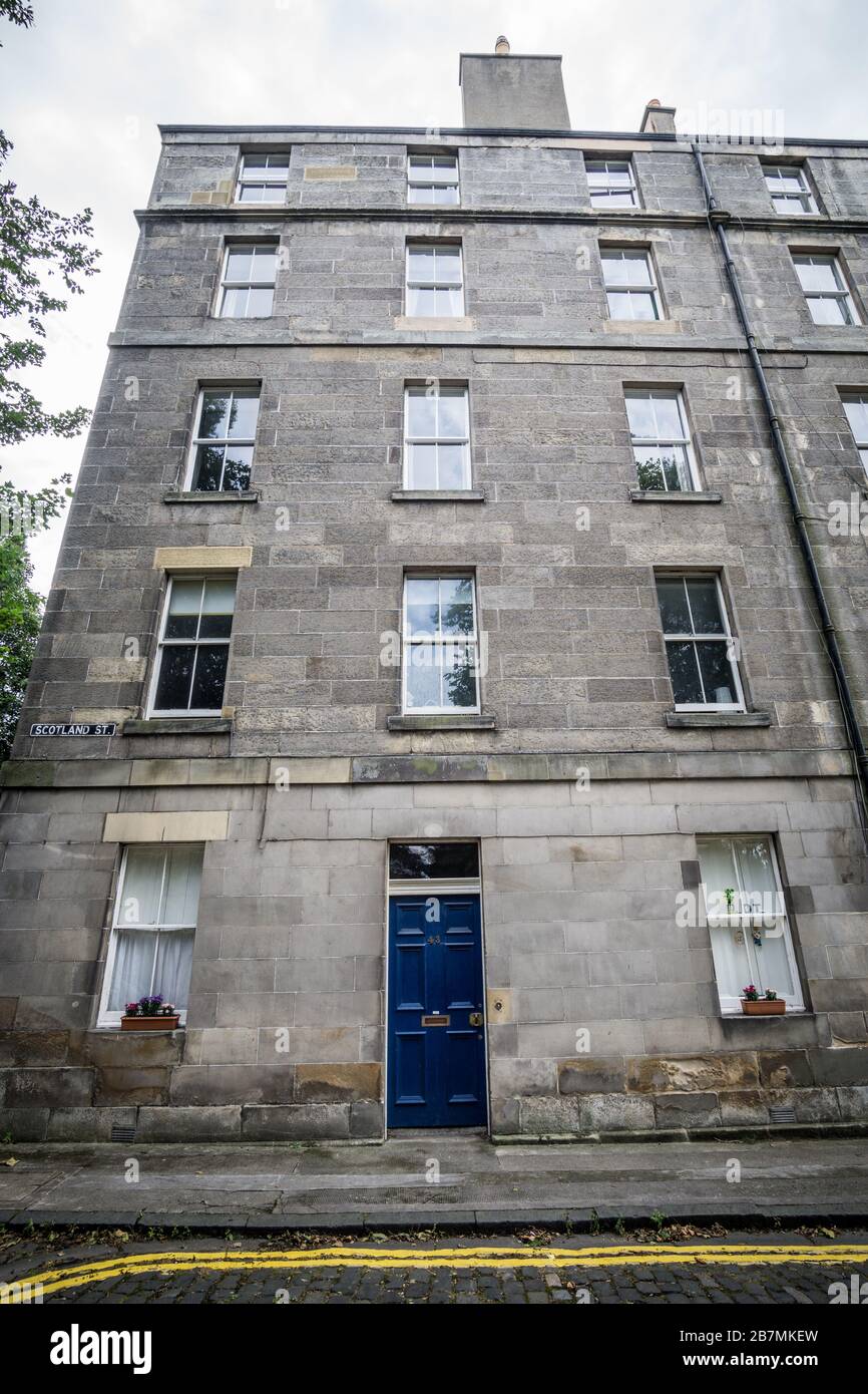 Vue extérieure du numéro 43 Scotland Street, Édimbourg, Écosse, la rue a fait la renommée dans les livres d'Alexander McCall Smith. Banque D'Images