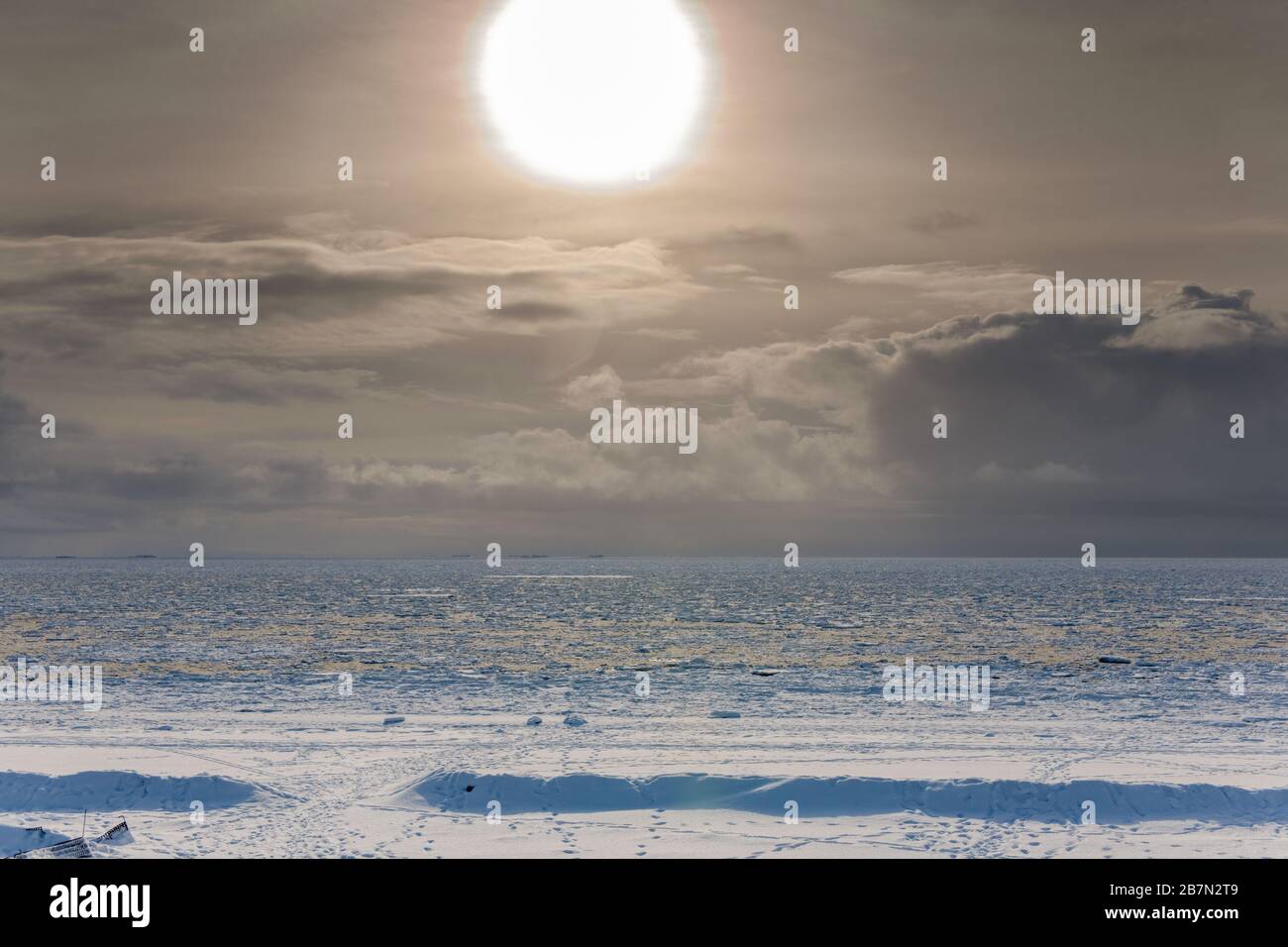 Hiver extrême sur l'île de Föhr, Mer du Nord, Patrimoine mondial de l'UNESCO, Frise du Nord, Schleswig-Holstein, Allemagne du Nord, Europe Banque D'Images