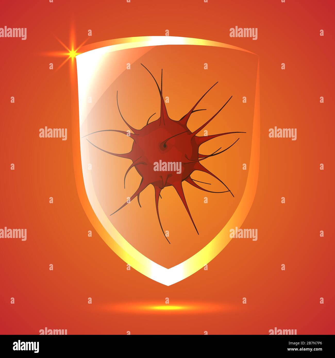 Maladie du coronavirus infection COVID-19 derrière la protection en verre. Illustration vectorielle du concept de virus d'arrêt médical Illustration de Vecteur