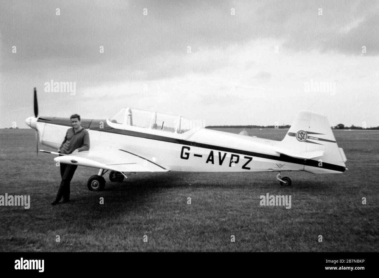 Neil Williams à l'aérodrome de Sywell, Northamptonshire, en 1968 Banque D'Images