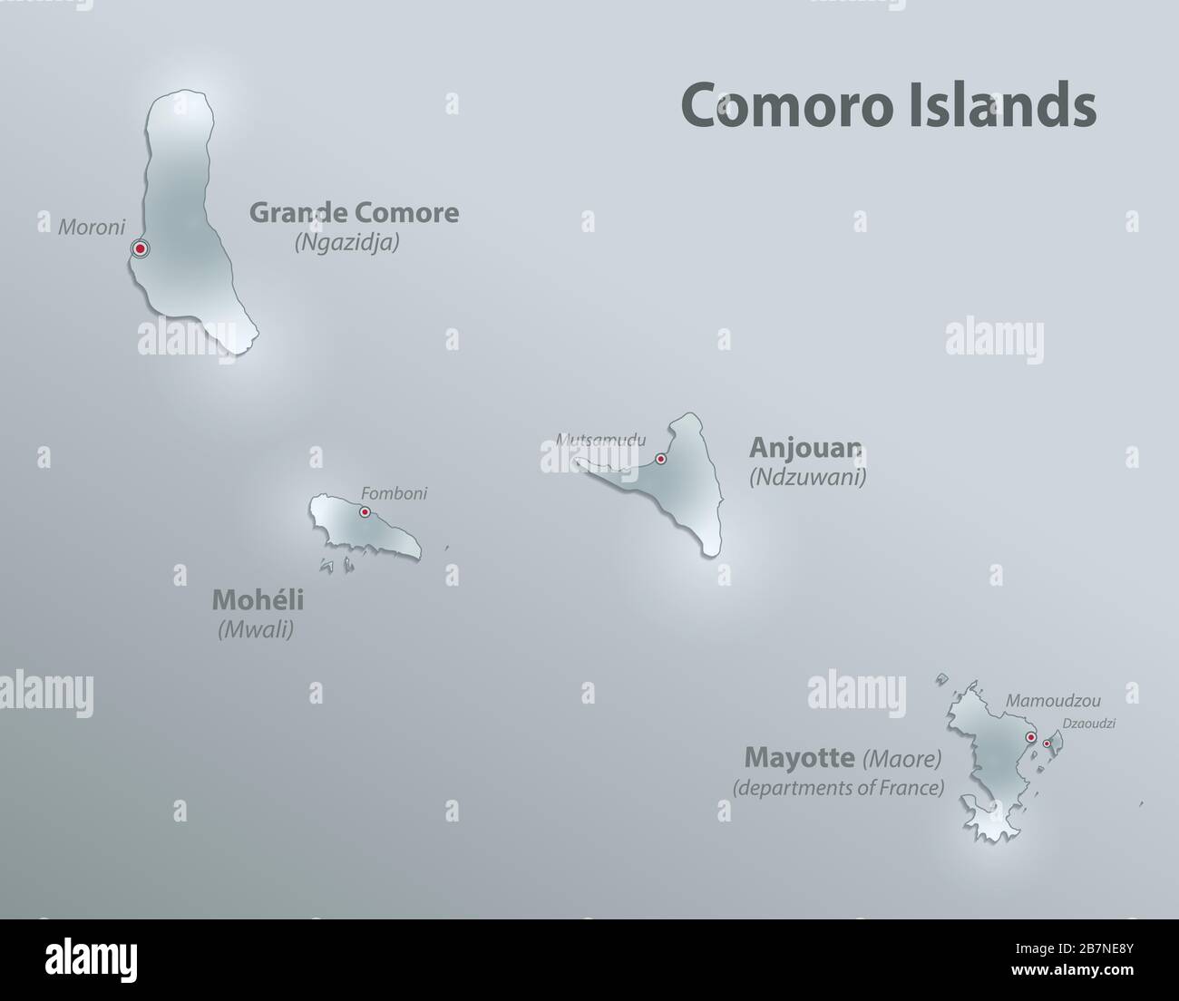 Carte des îles Comoro, carte en verre de design vecteur tridimensionnel Illustration de Vecteur