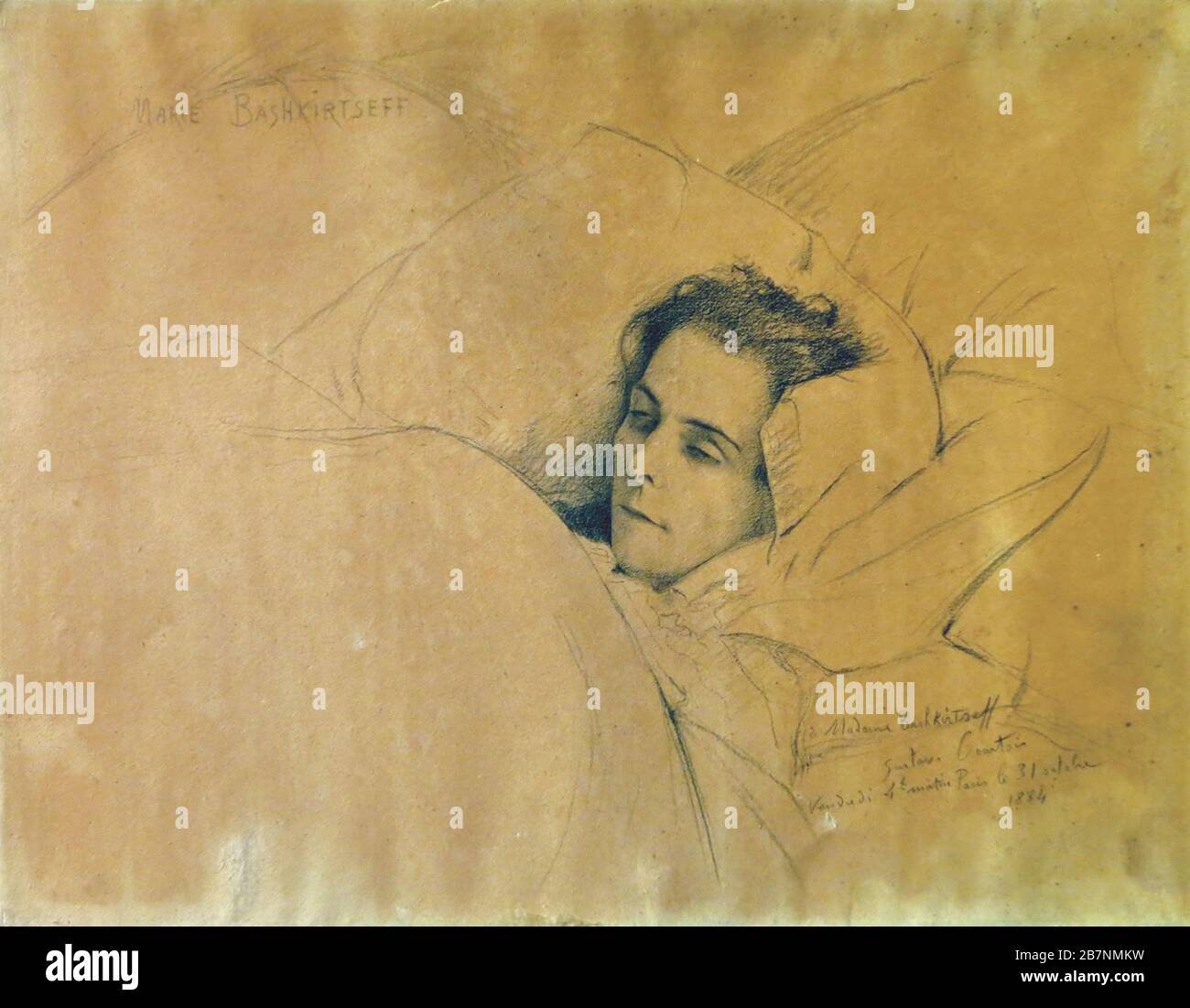 La mort de Maria Konstantinovna Bashkirtcheva (1858-1884), 1884. Trouvé dans la Collection de la Fondation la Renaissance de la Mélire de Marie Bashkirtseff. Banque D'Images