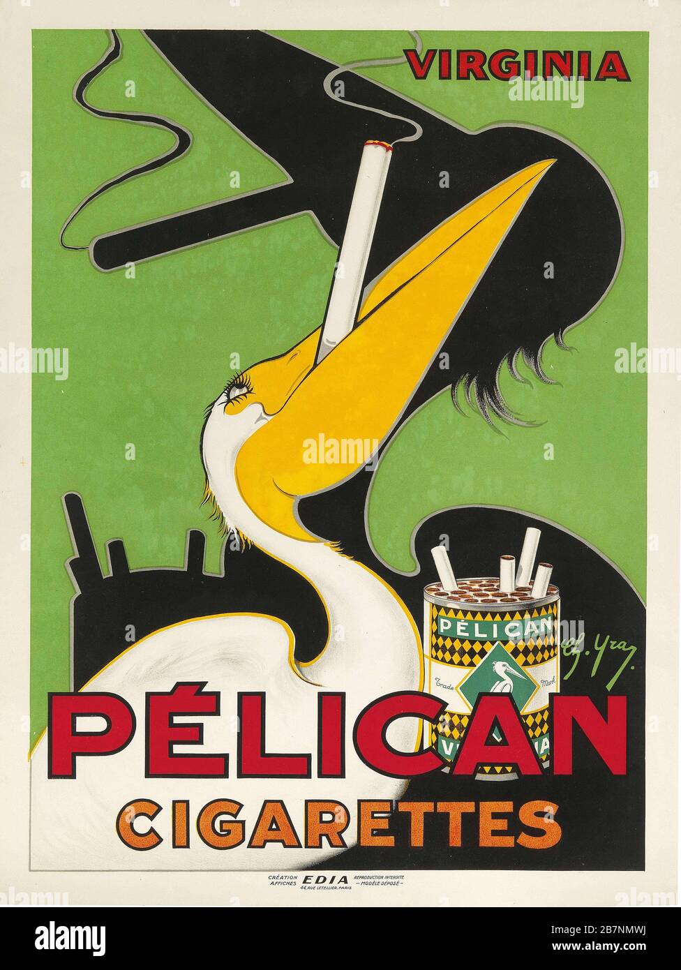 Cigarettes Pelican, c. 1930. Collection privée. Banque D'Images