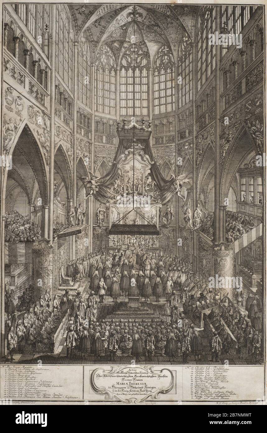 Le couronnement de Maria Theresa au château de Prague, 1743. Collection privée. Banque D'Images