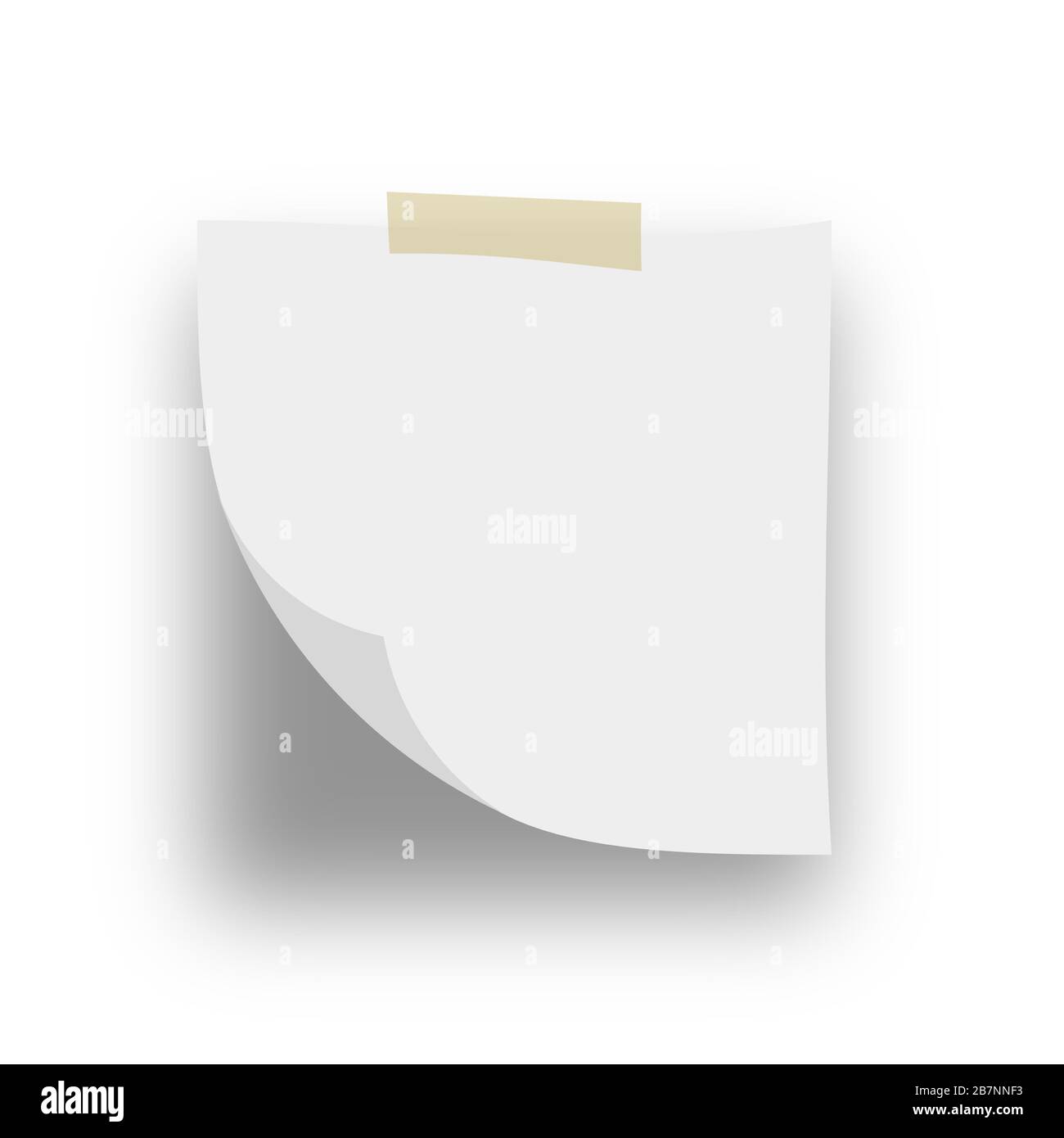 feuille avec scotch de papier isolé sur blanc Banque D'Images
