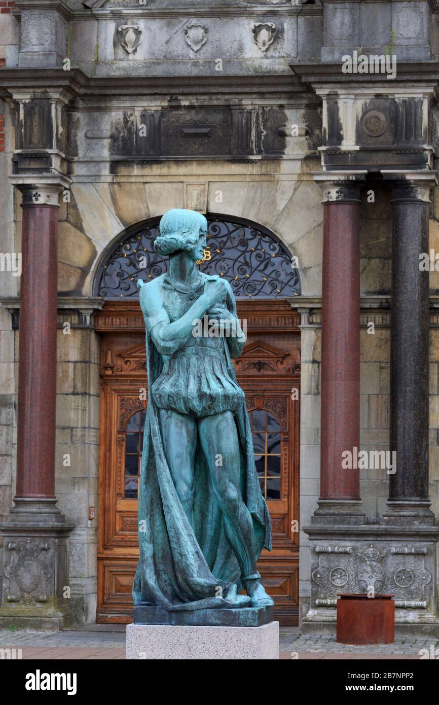 Statue de Hamlet, gare, Helsingor, Zélande, Danemark, Europe Banque D'Images