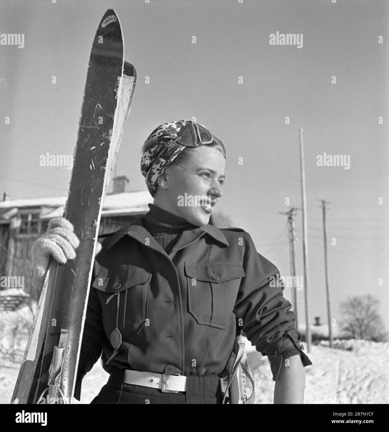 Vacances d'hiver à are, Suède, 1949. Banque D'Images