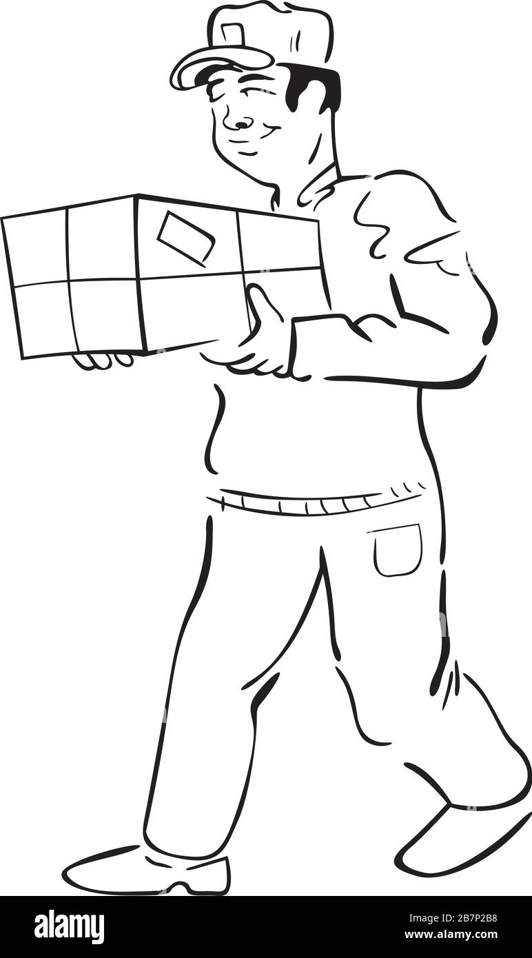 coursier avec colis Illustration de Vecteur