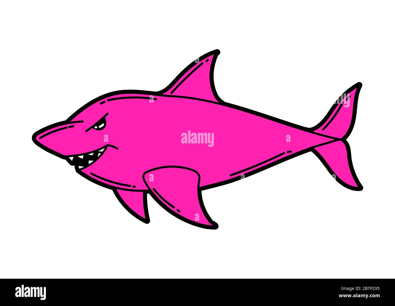 Illustration du requin de bande dessinée. Image créative colorée des adolescentes en milieu urbain. Illustration de Vecteur