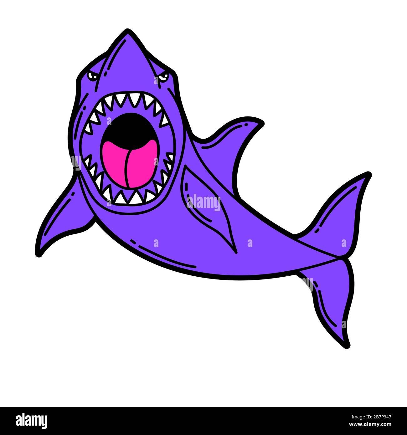 Illustration du requin de bande dessinée. Image créative colorée des adolescentes en milieu urbain. Illustration de Vecteur