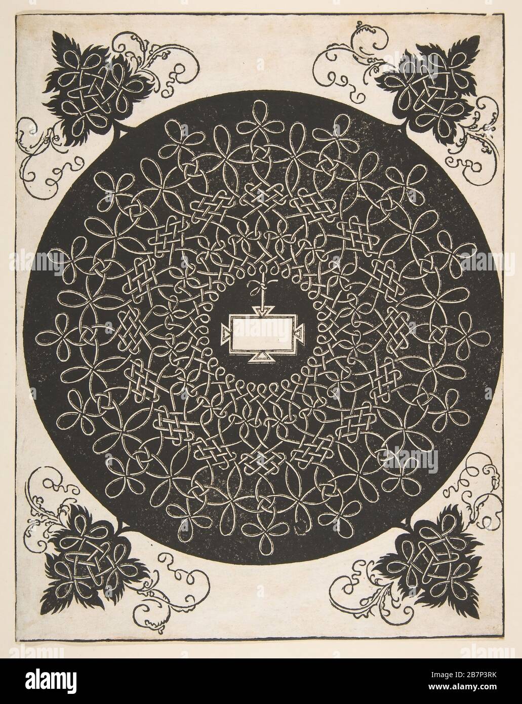 Motif brodé avec un panneau oblong dans son centre, 1521 auparavant. Banque D'Images