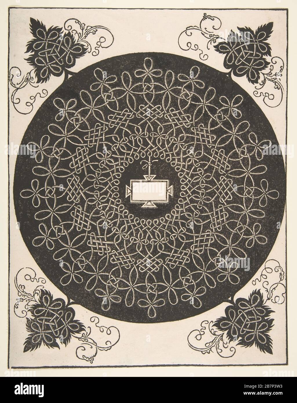 Motif brodé avec un panneau oblong dans son centre, 1521 auparavant. Banque D'Images