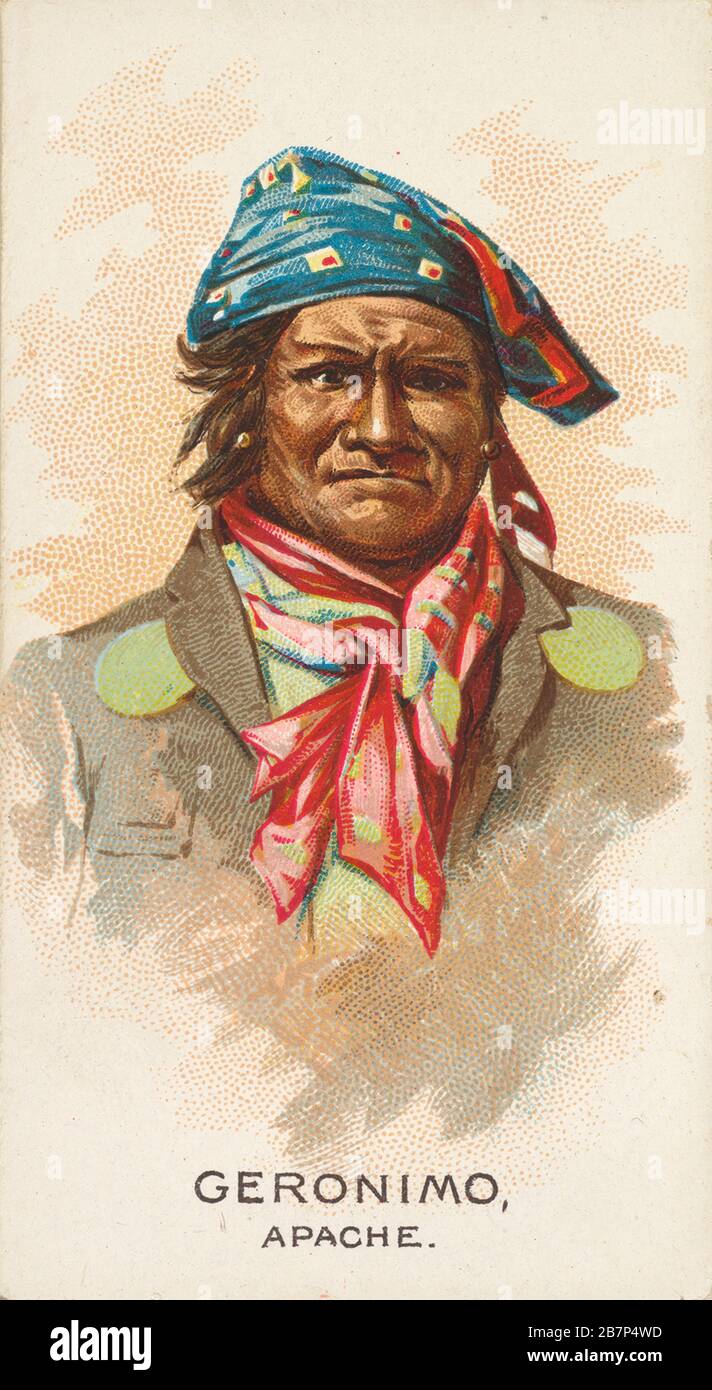 Geronimo, Apache, de la série des chefs indiens américains (N 2) pour Allen &amp; Ginter cigarettes Brands, 1888. Banque D'Images