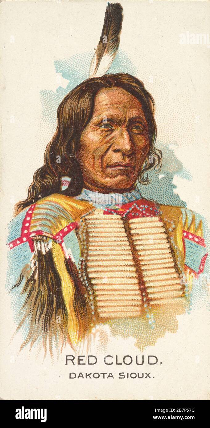 Red Cloud, Dakota Sioux, de la série des chefs indiens américains (N 2) pour Allen &amp; Ginter cigarettes Brands, 1888. Banque D'Images