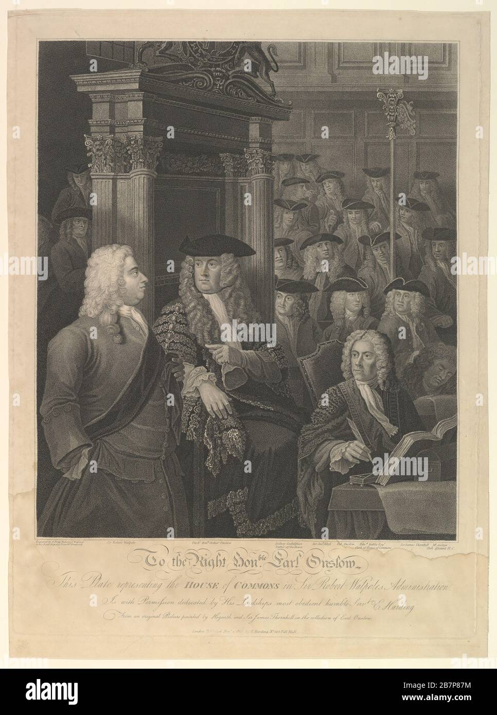 Chambre des communes - Administration de Sir Robert Walpole, 1er novembre 1803. Après William Hogarth. Après Sir James Thornhill Banque D'Images