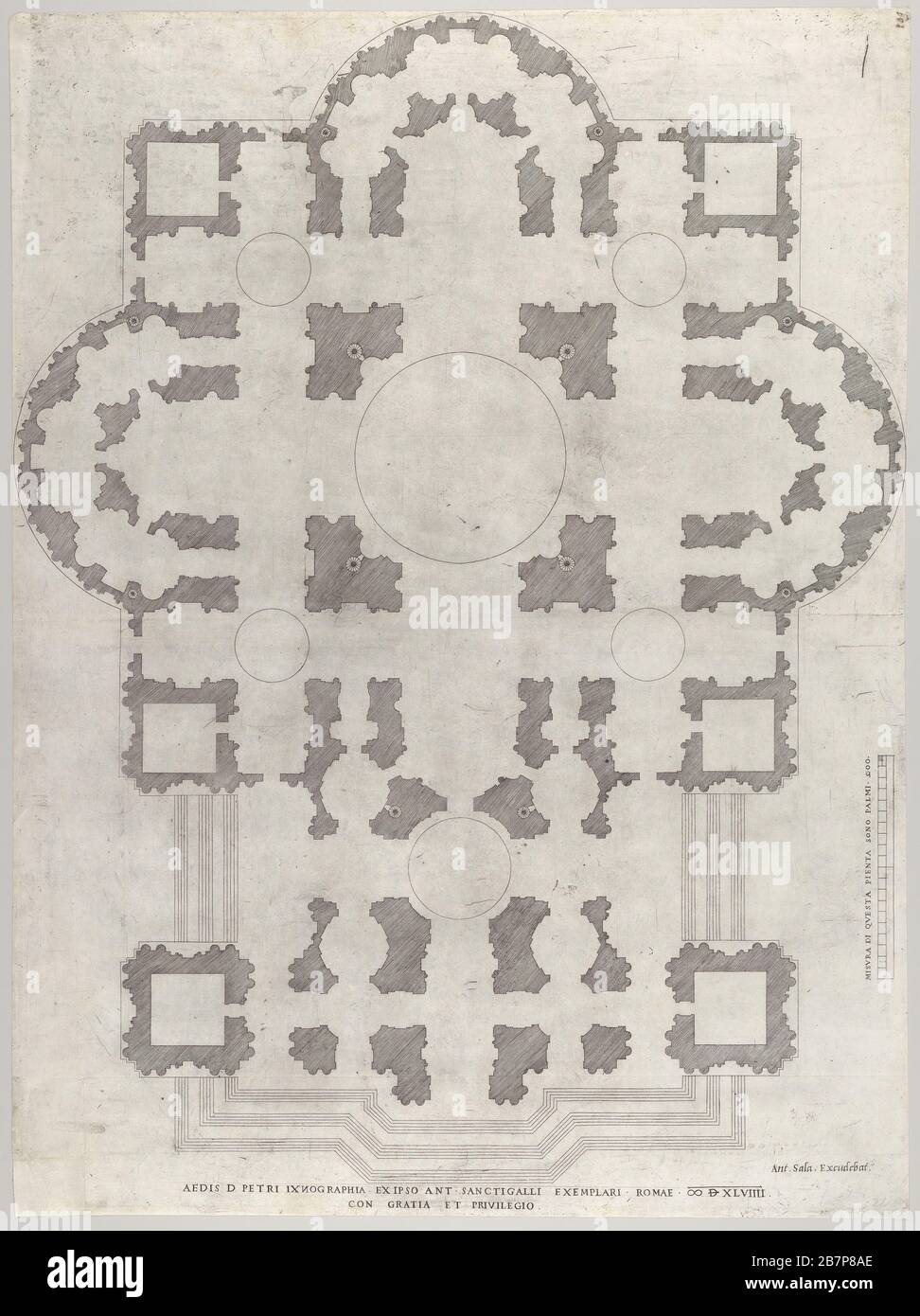 Spéculum Romanae Magnificentiae : plan de Saint-Pierre, 1549. Après Antonio da Labacco. Après Antonio da Labacco. Antonio da Sangallo, le jeune Banque D'Images
